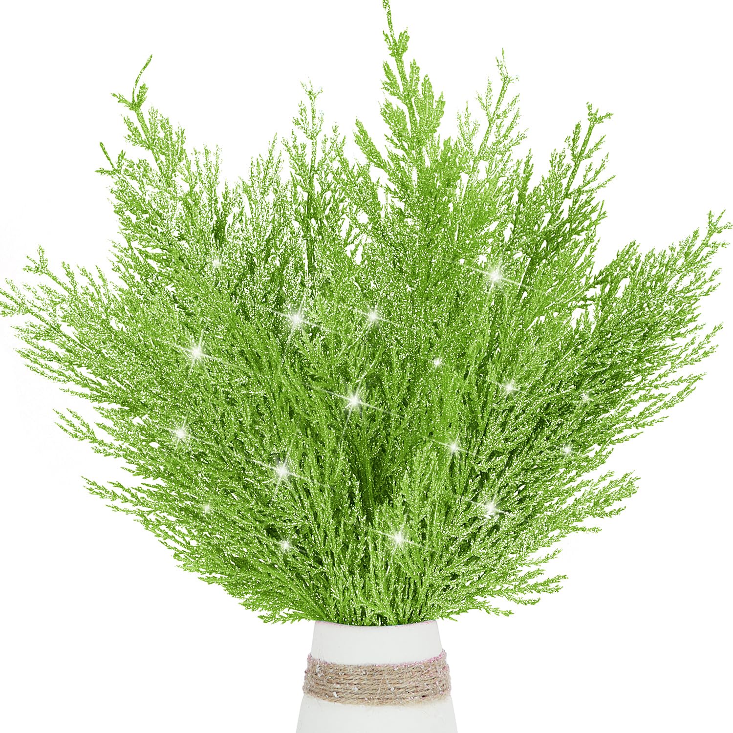 16 Glittery Artificial Pine Branches for Christmas Decor & Crafts, 13.3'' Green Twigs-image-27ee0fbc-cdbc-4d2b-a4a1-b8116e52893d-60700