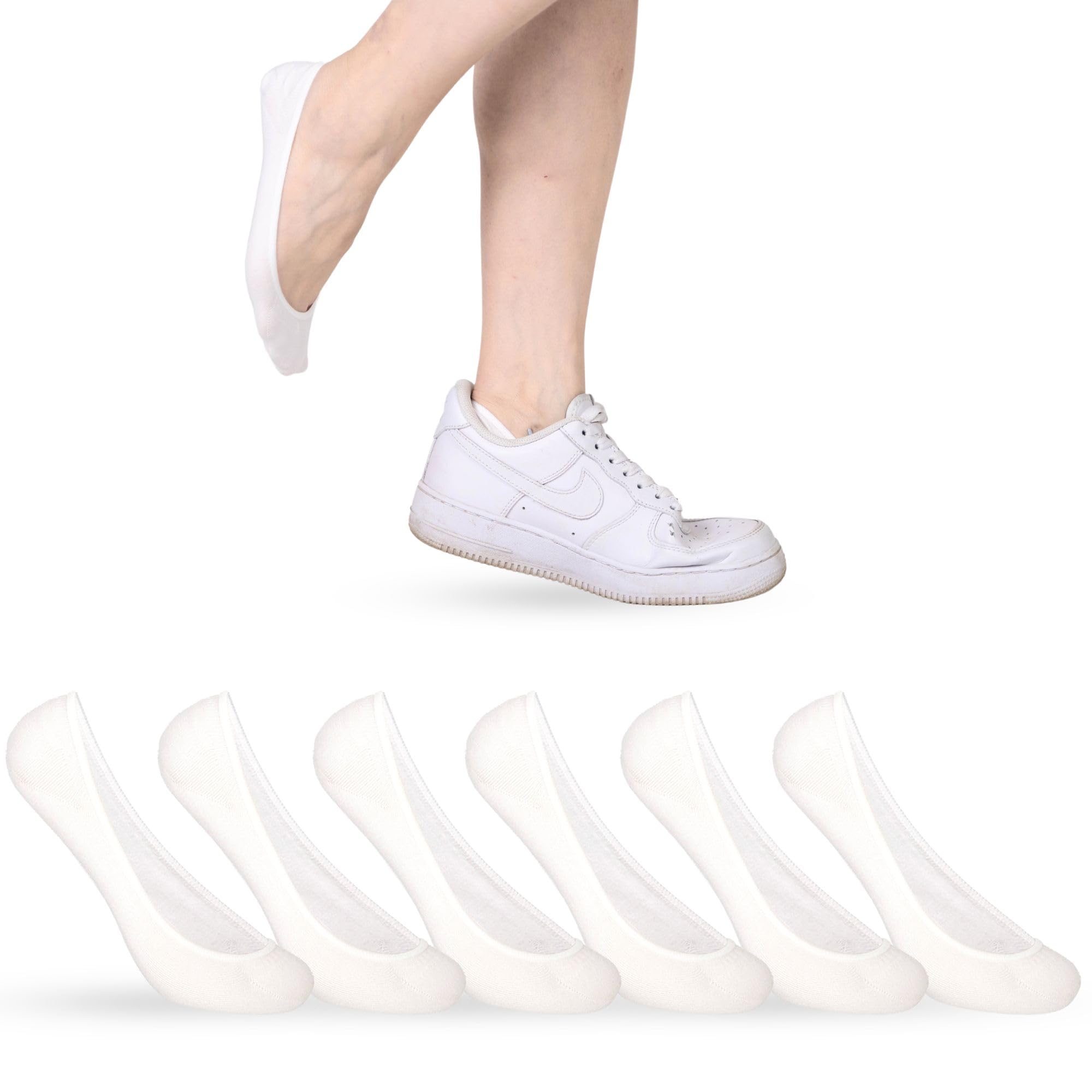 Zeltauto Women No Show Sock Invisible Socks Non (6Pairs White, (4-6))-image-d142f503-12a4-486b-a909-c0dd60363188-53684