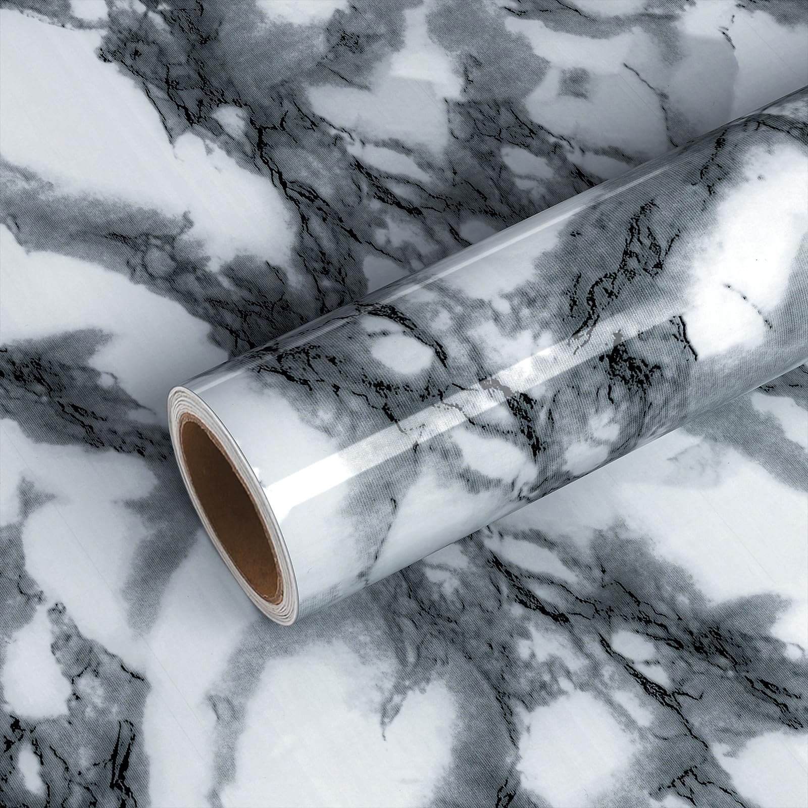 VEELIKE Marble Wallpaper Sticky Back Plastic Grey Marble 40cm x 300cm-image-6a824b57-131c-44d4-99b8-c785525ddbe8-59475