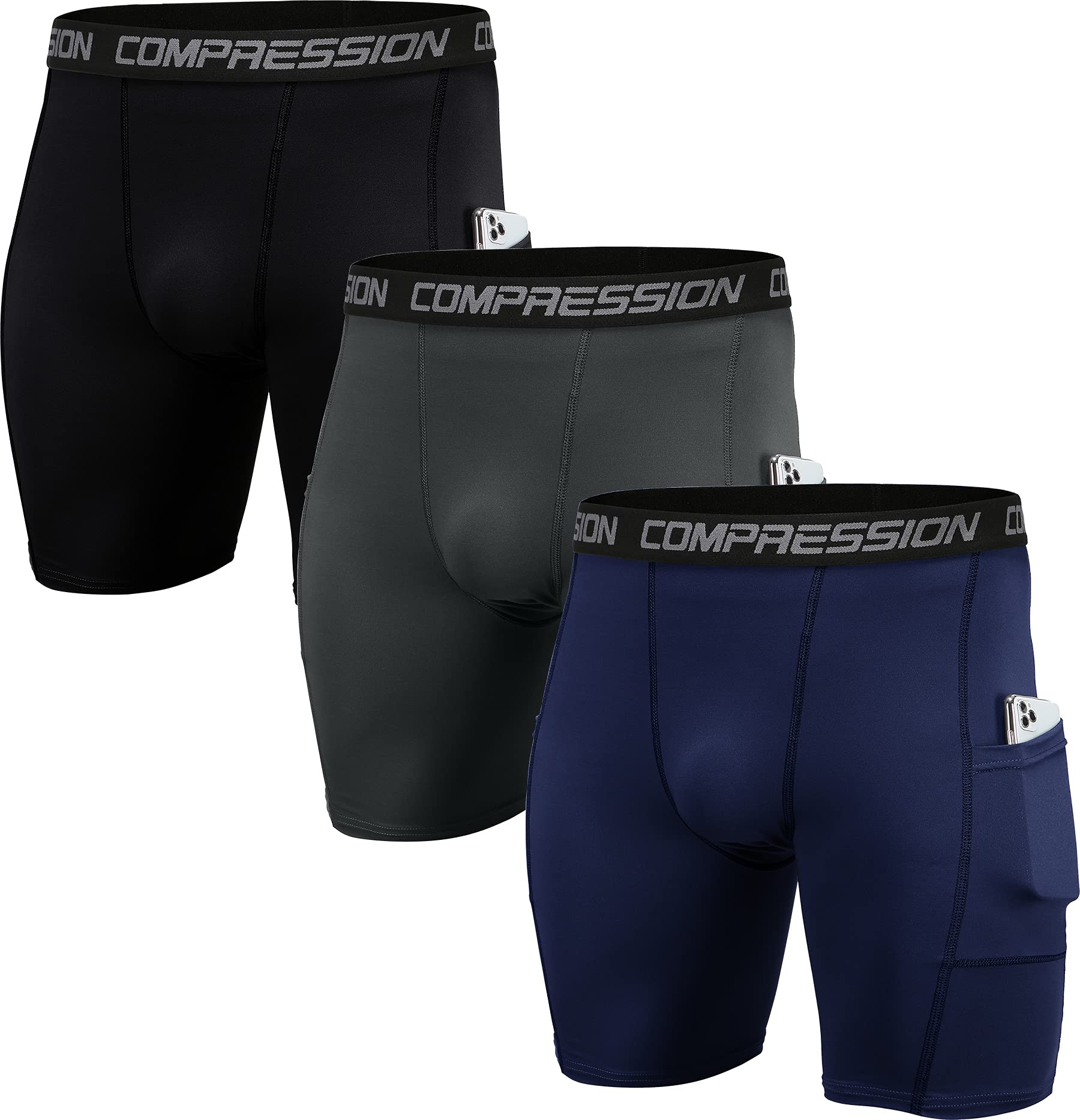 Men's Compression Shorts 3 Pack - Black/Grey/Navy S-image-ac77b0be-b1d6-4bf3-8df9-2bcdbeddb2cd-108050