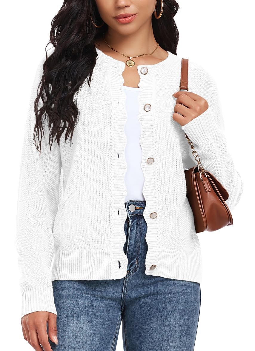 Women's Knit Button Cardigan - White M-image-f4b59bff-af2a-4cc0-84d5-735c61007b5a-116253