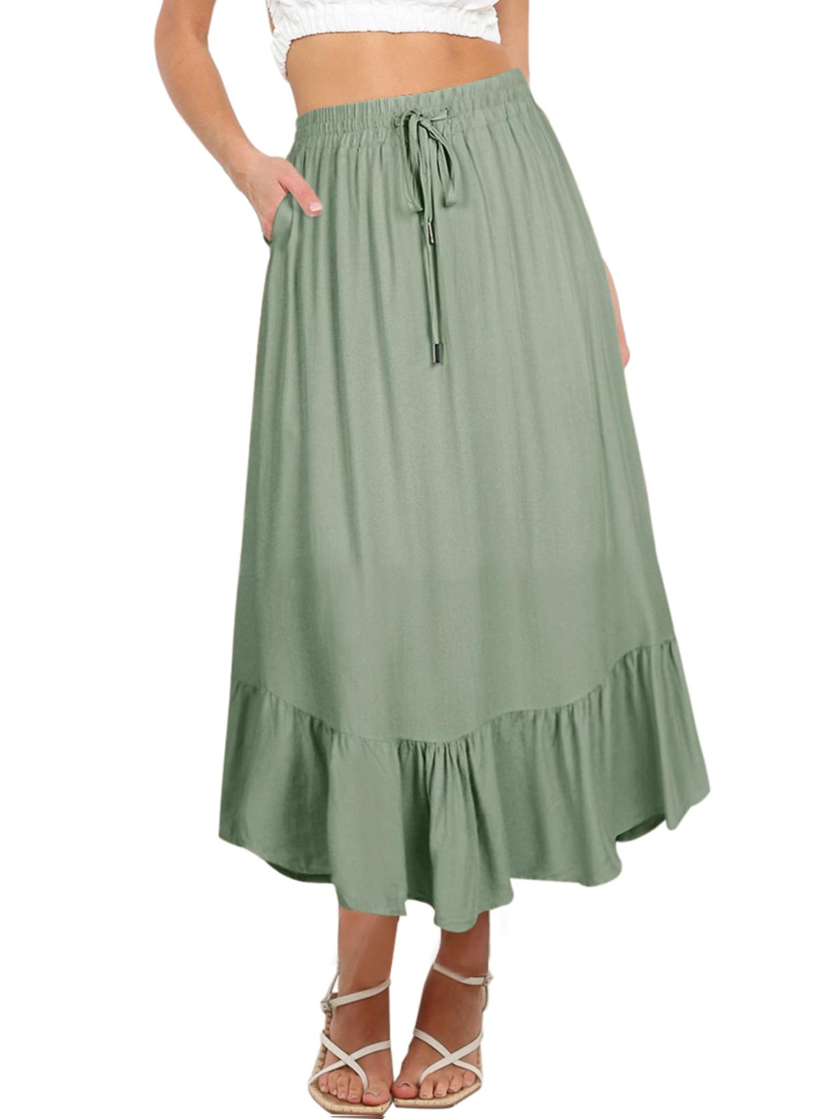 Women's Maxi Skirt - Green Grey Size L-image-3aaafacd-2631-430c-b540-8f5a2239d46e-92542