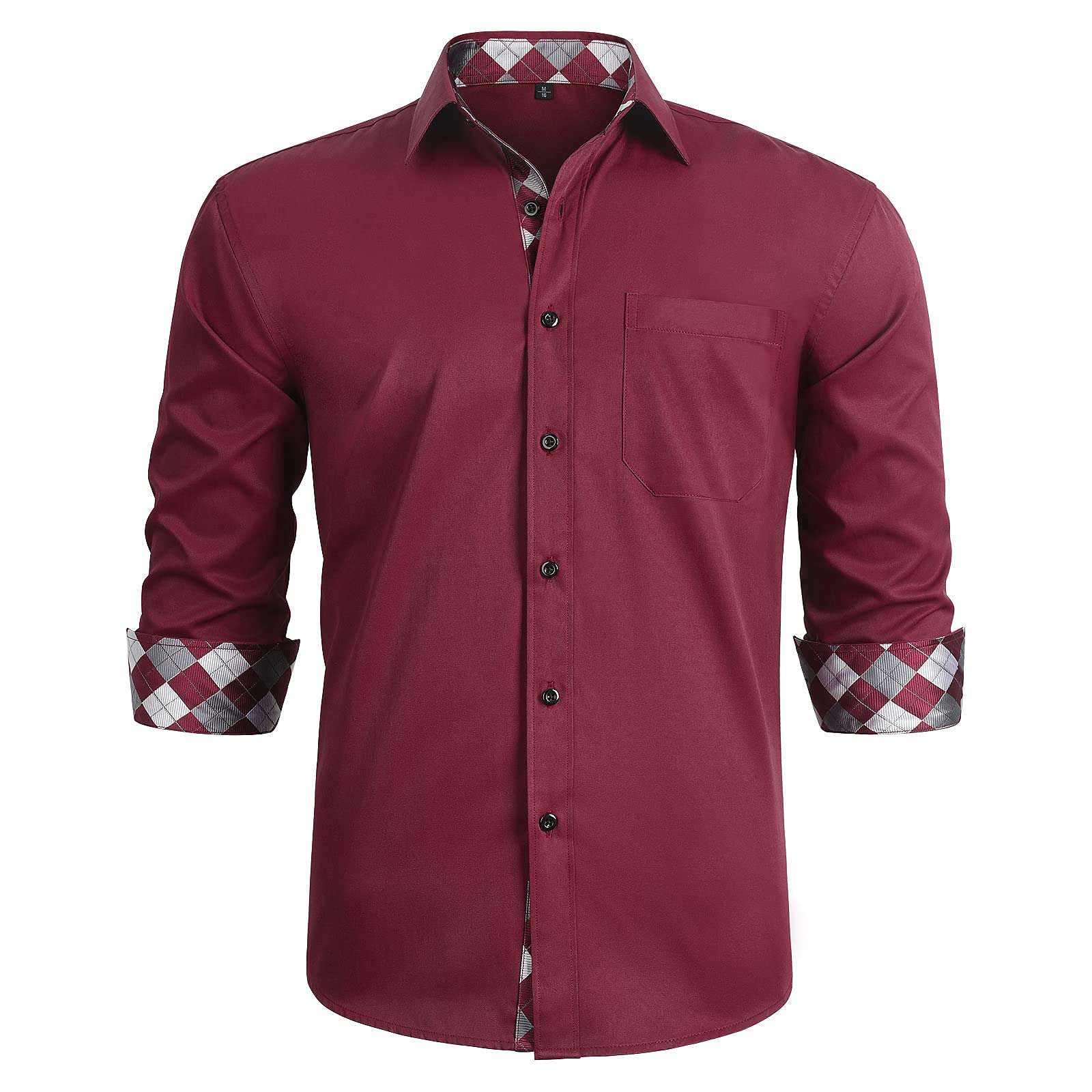 Men's Cotton Regular Fit Dress Shirt - Burgundy/White M-image-73f7f9bc-5fa9-4d29-8368-221e08df53dc-102558