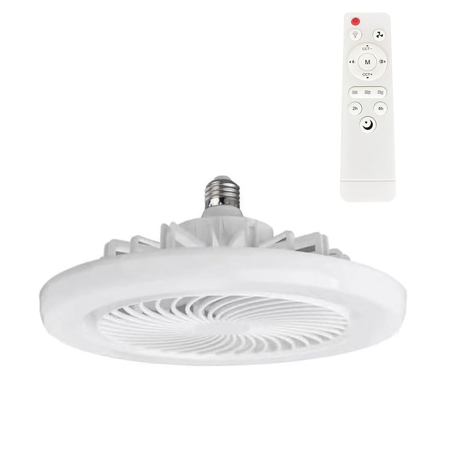 2-in-1 LED Fan Light E27 with Remote - White 26cm