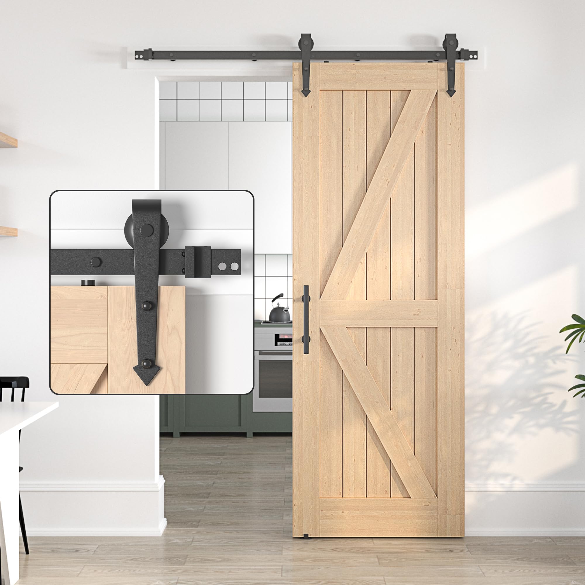 Sliding Barn Door Hardware Kit - Black 5FT/152.5CM-image-1892cd14-6556-4aef-845e-6c68ef67b66c-102666