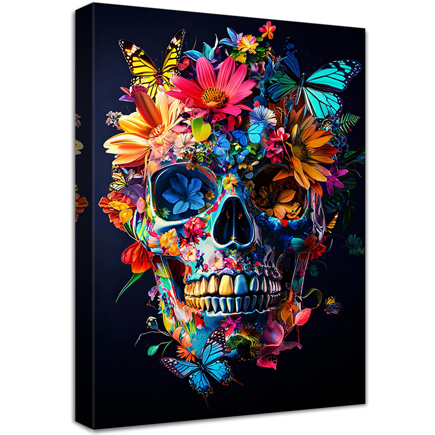 Canvas Wall Art Floral Skull - Chrysanthemum Flowers and Skull 40x60cm-image-4f225cd7-0cf5-4680-8327-8cc973d4f0b0-2255