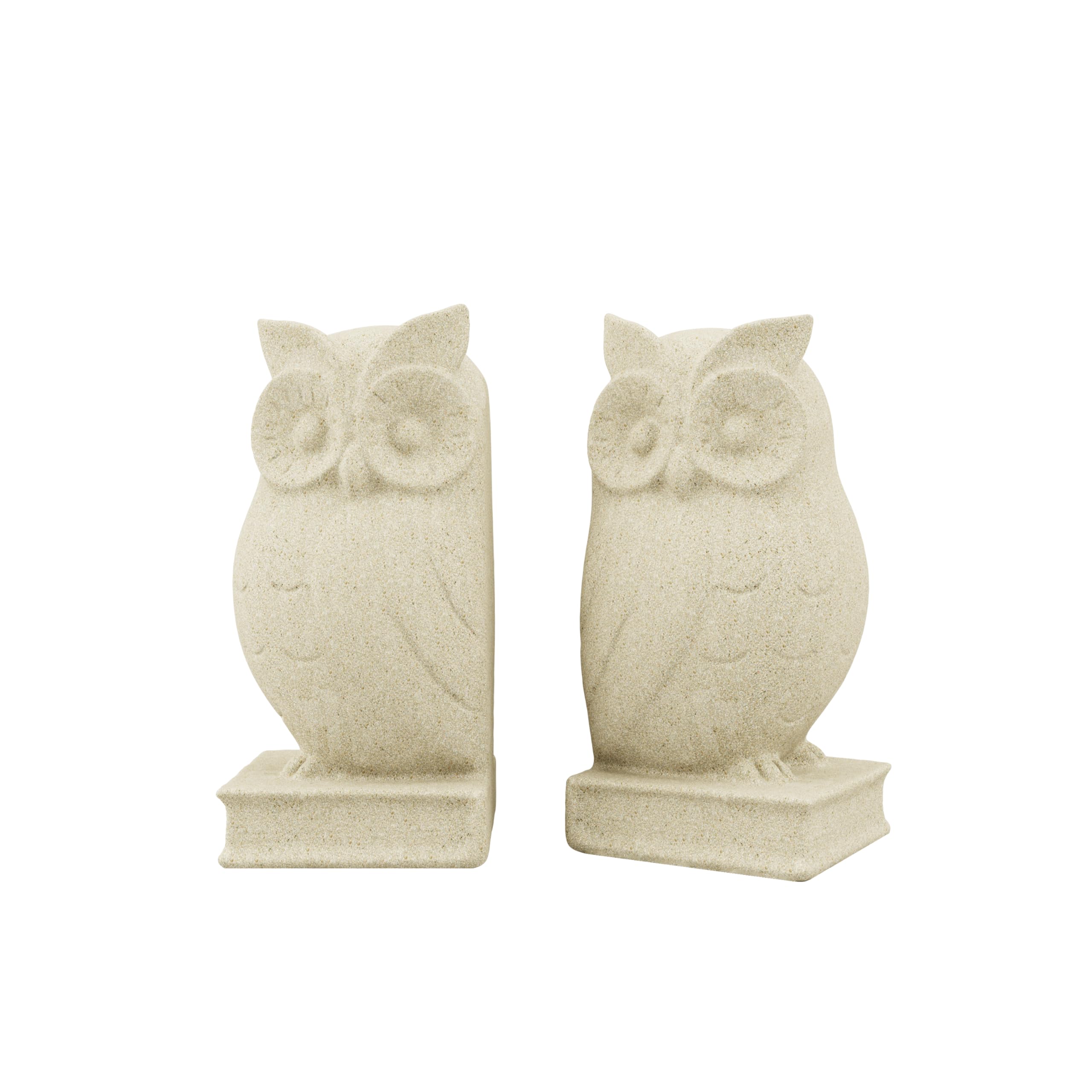 Resin Owl Bookends - Beige Round-image-171516df-c9bb-456a-935c-f028c86e1260-93575