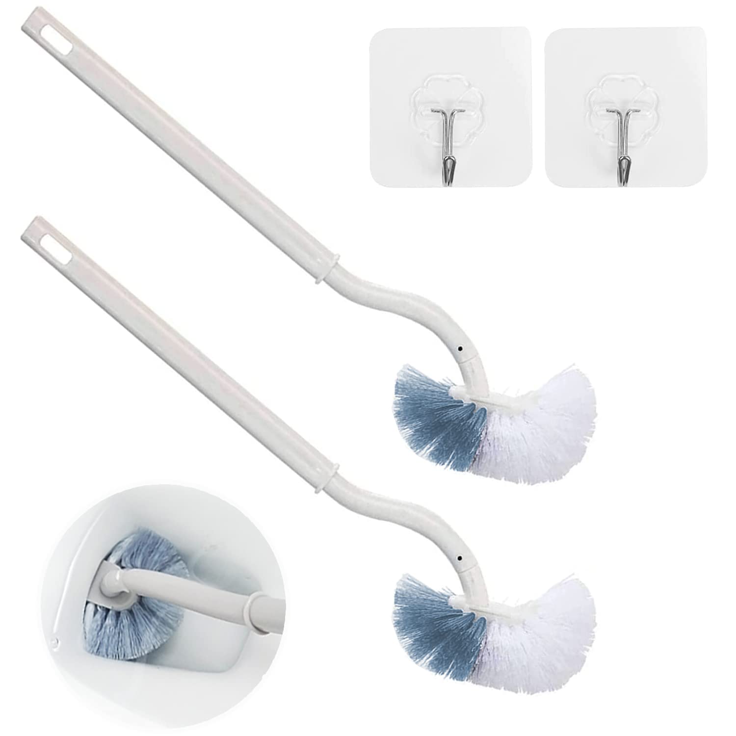 2 PCS Toilet Brush Set with Curved Design for Deep Cleaning - Long Handle & Flexible Bristles in White-image-d332eeee-4219-4a76-9208-2829b970eb2e-68774