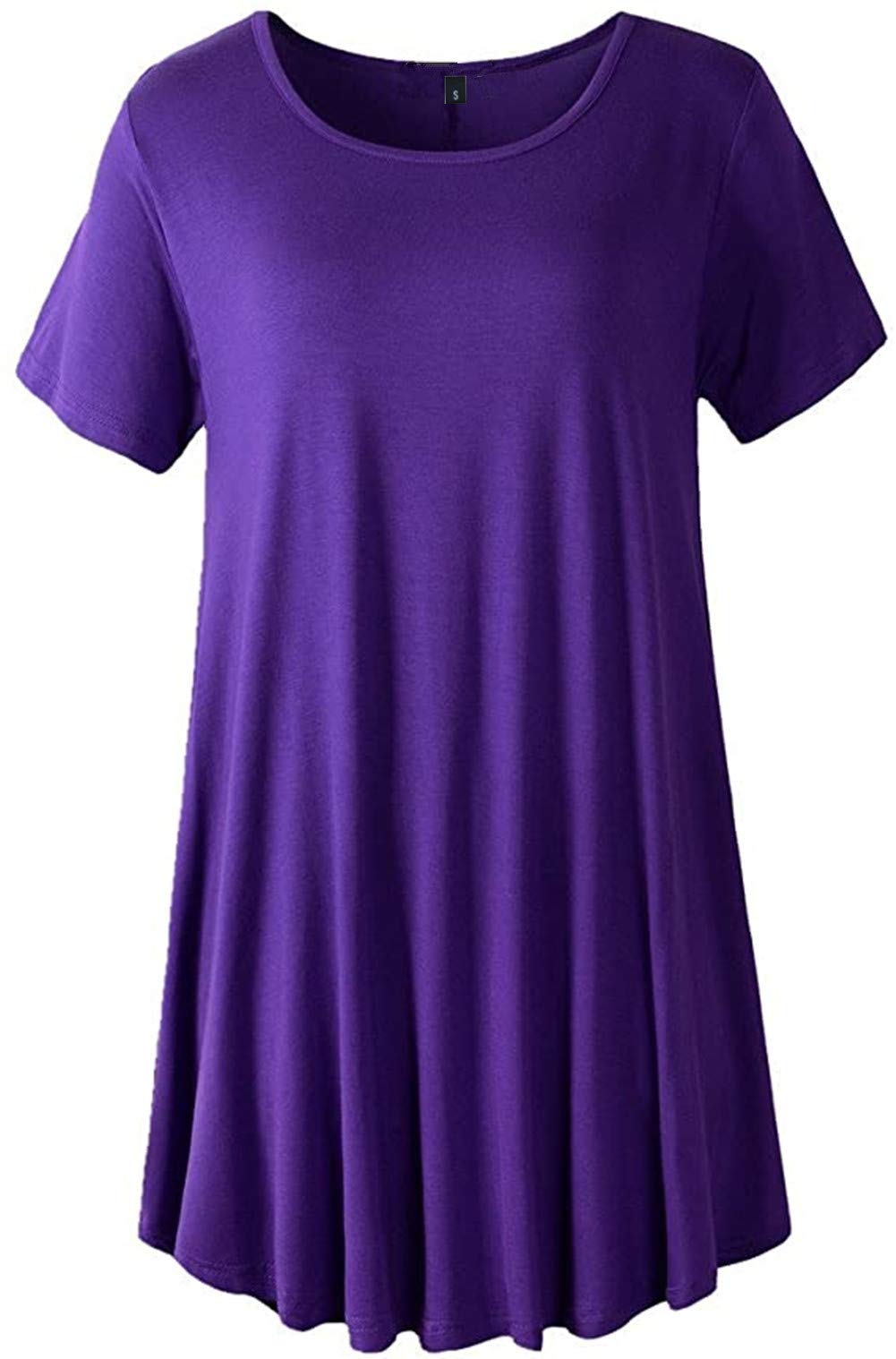 Women's Purple Tunic Top - Asymmetrical Hem, Short Sleeve, Casual Summer Wear-image-9bc2543d-b2fe-4ffe-94f1-316d06a1c4ba-66917