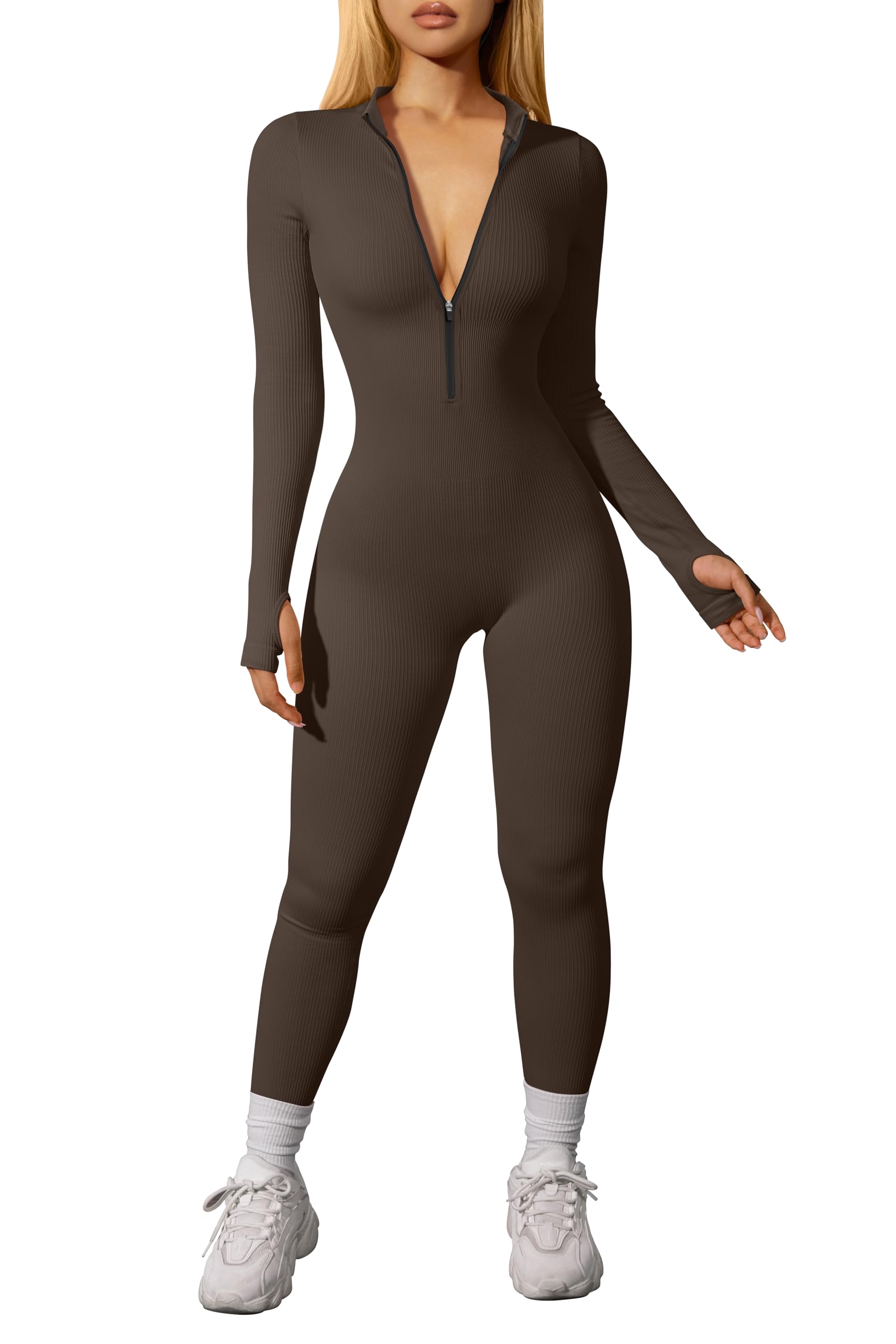 Women's Sports Jumpsuit - Dark Brown-image-d8520944-f909-48a2-a71d-b008af0b9562-82376