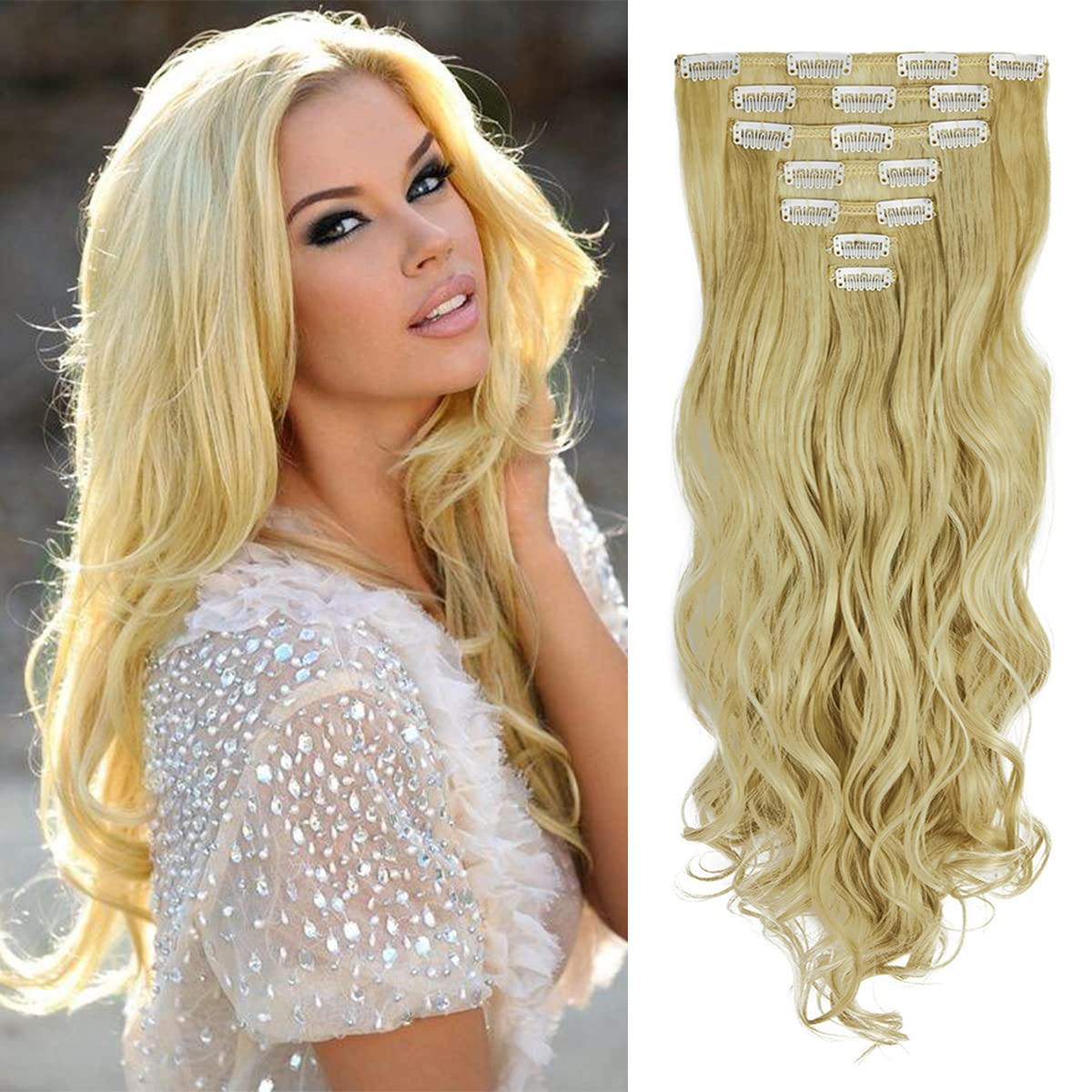 24 inch 16 clips hair extension clip in 24 main image 2