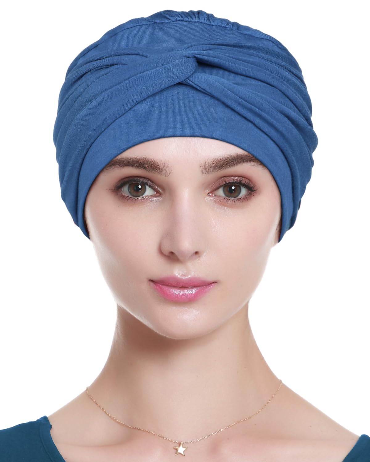 Women's Chemotherapy Turban Cap - Blue One Size-image-1213a591-194b-483c-8518-12292d3c712f-114738