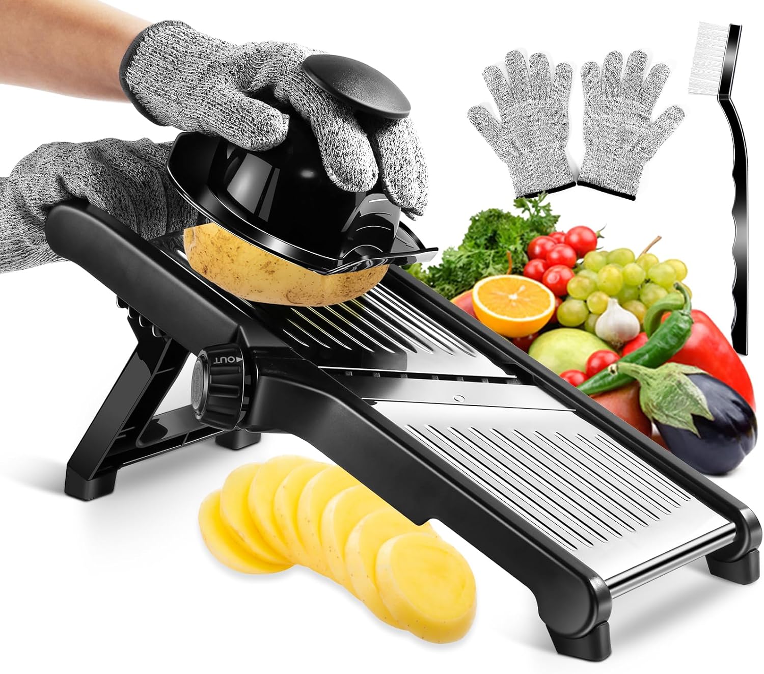 V-Blade Mandoline Slicer with 5 Blades - Black V-Blade Mandoline-image-4c203748-c7ea-4263-b129-ba69af9c363f-94607