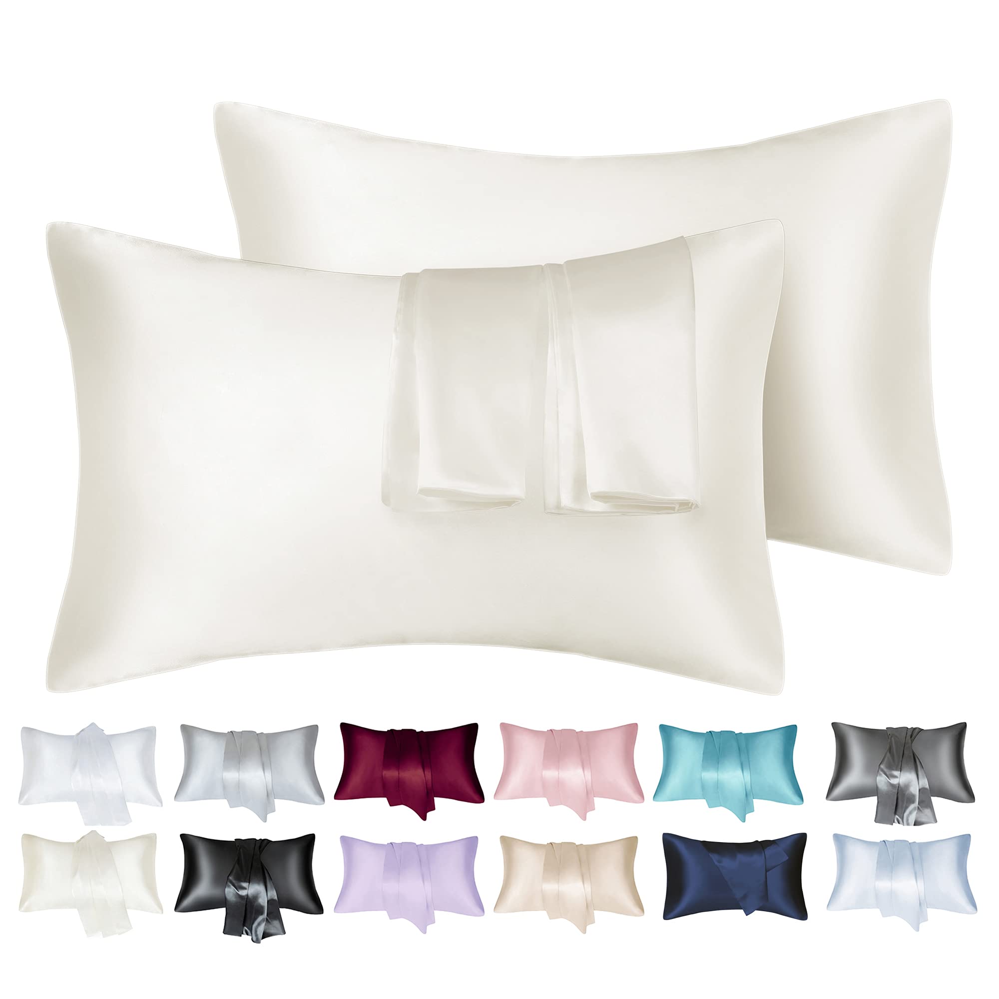 MisShow Pack Silk Satin Pillowcase for Hair and Skin - 4 50x75 cm-image-f87bc635-8b3c-4b29-b2db-983baddc29b2-52940