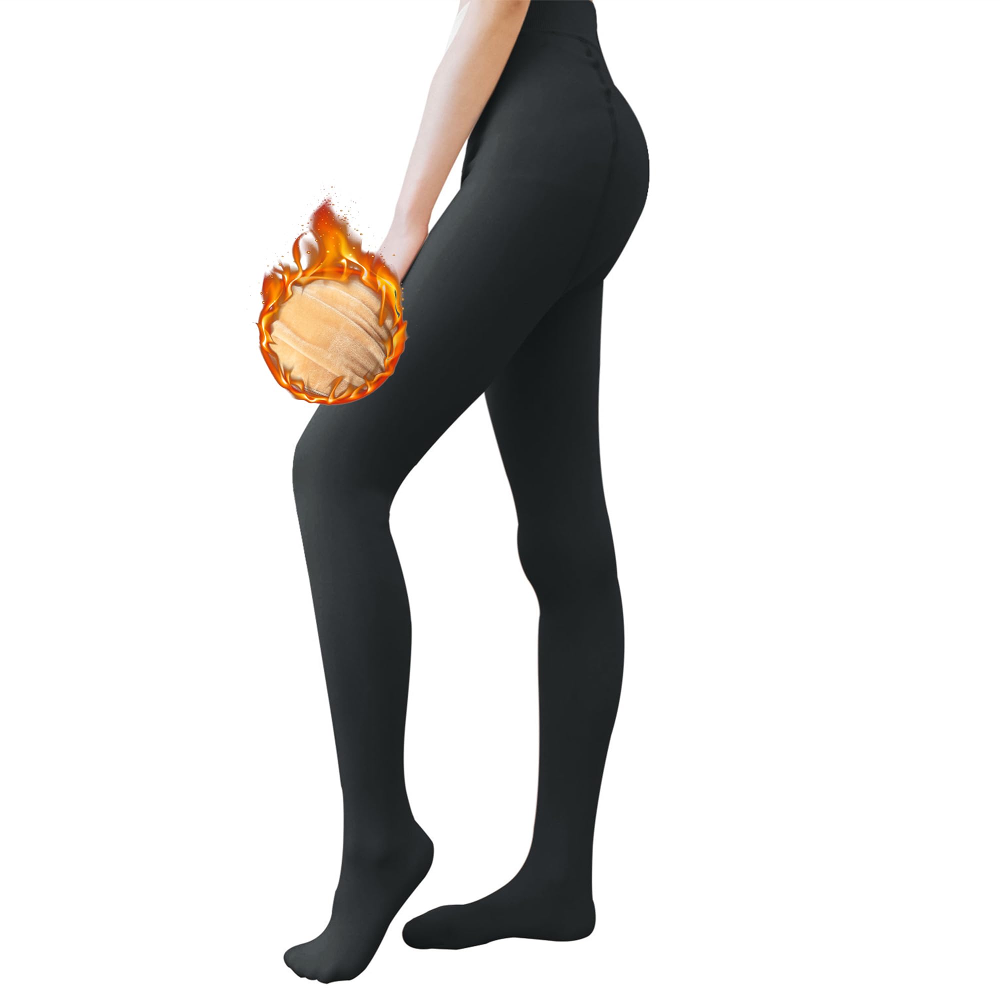 SIMYJOY Fleece Lined Tights Women, Fake Translucent Warm Tights 320g