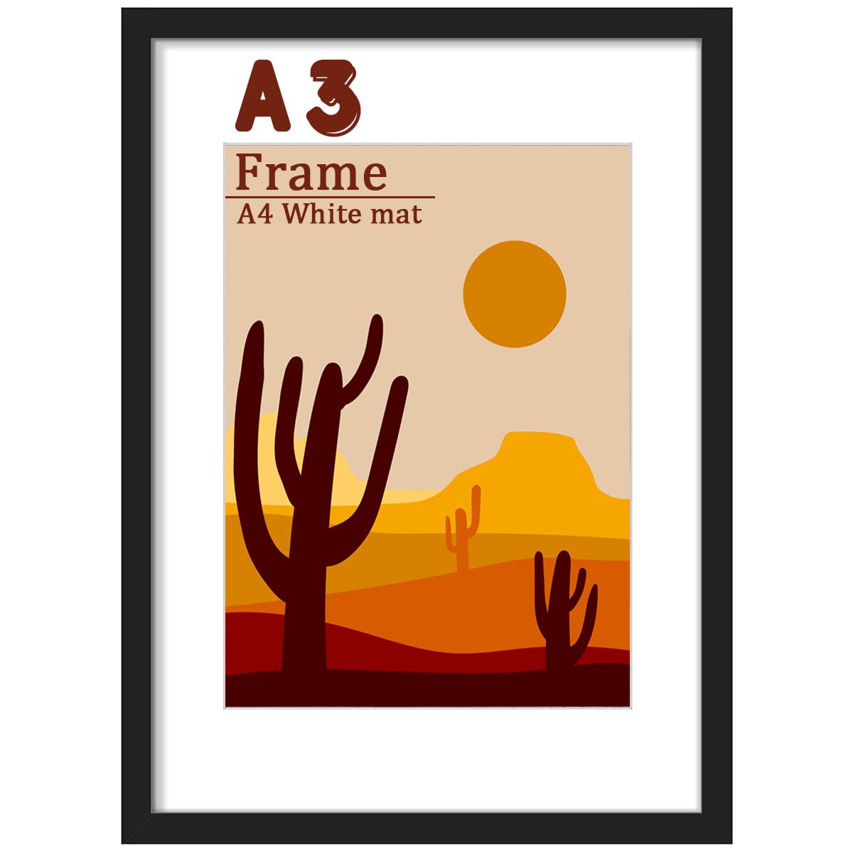 A3 Photo Frame with Mat - Black Wooden Picture Frame for Wall Mounting, Horizontal & Vertical Display-image-f1fa5aeb-a720-4620-8d52-f65f834536fd-68764