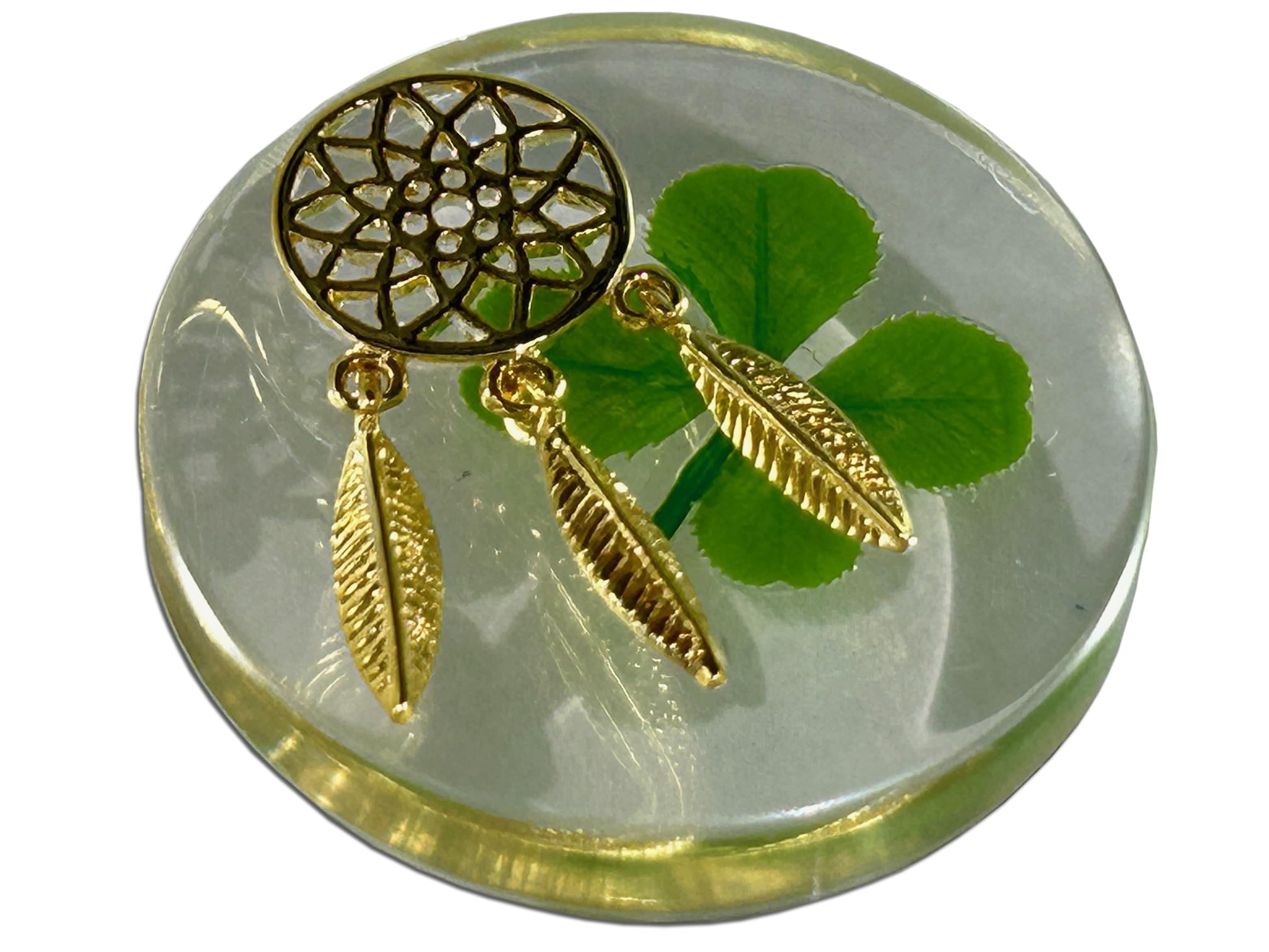 Real Four Leaf Clover Good Luck Pocket Token, Preserved, 3.2 cm,-image-585387e8-7fe7-4532-8308-1155494bfde1-62818