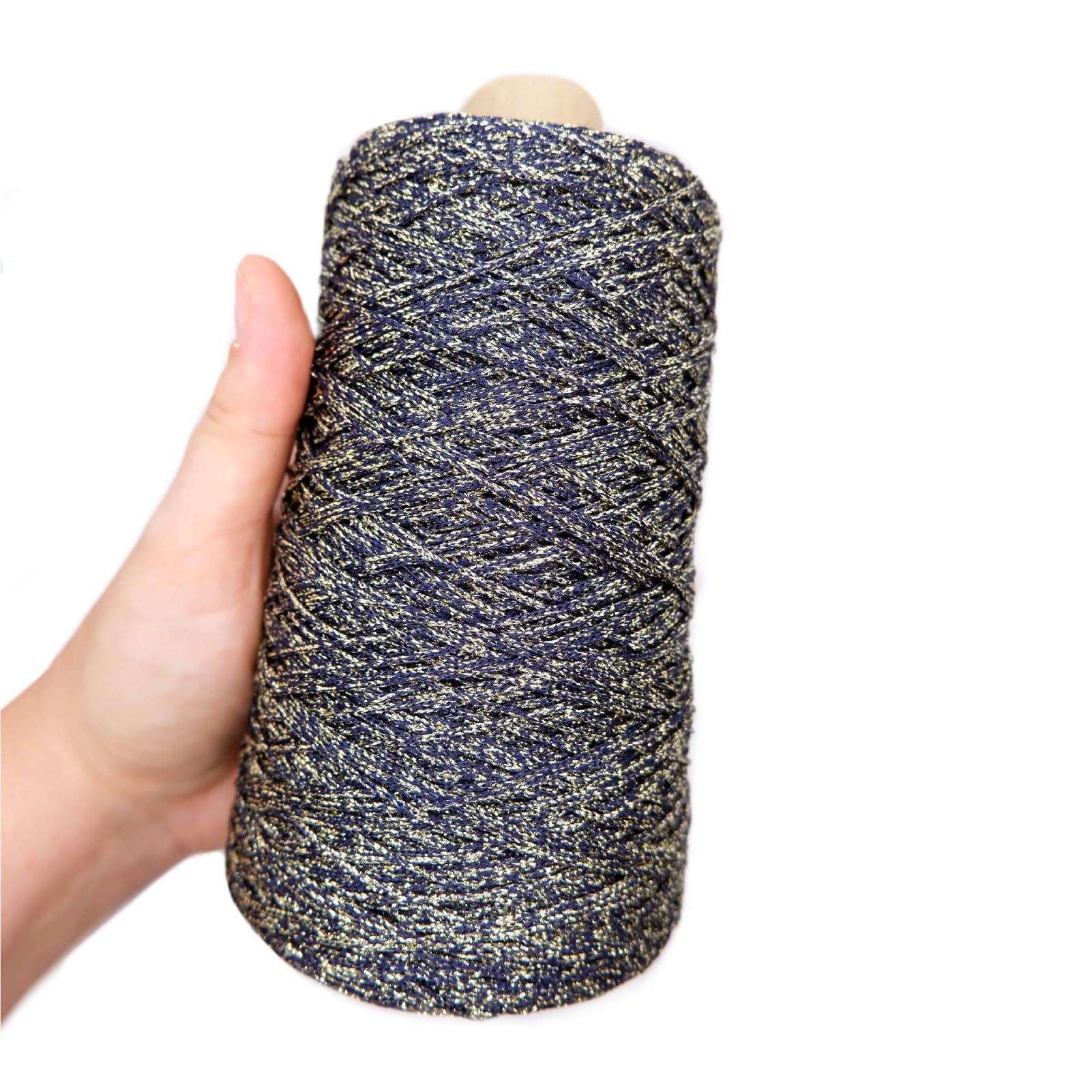 Lamé Cuquillo Yarn Cone with Lurex - Navy Blue and Gold-image-9ec461ab-0a52-46e1-b869-c89ef48a6de0-113823
