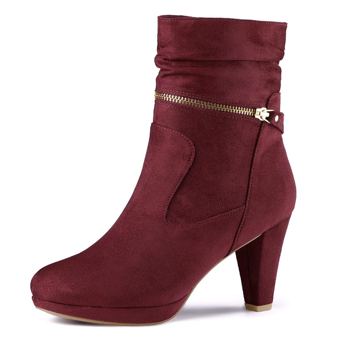 Women's Mid Calf Boots - Burgundy 5.5 UK-image-b6105b1e-4b38-41ab-a03e-1d3ab3a17010-87834