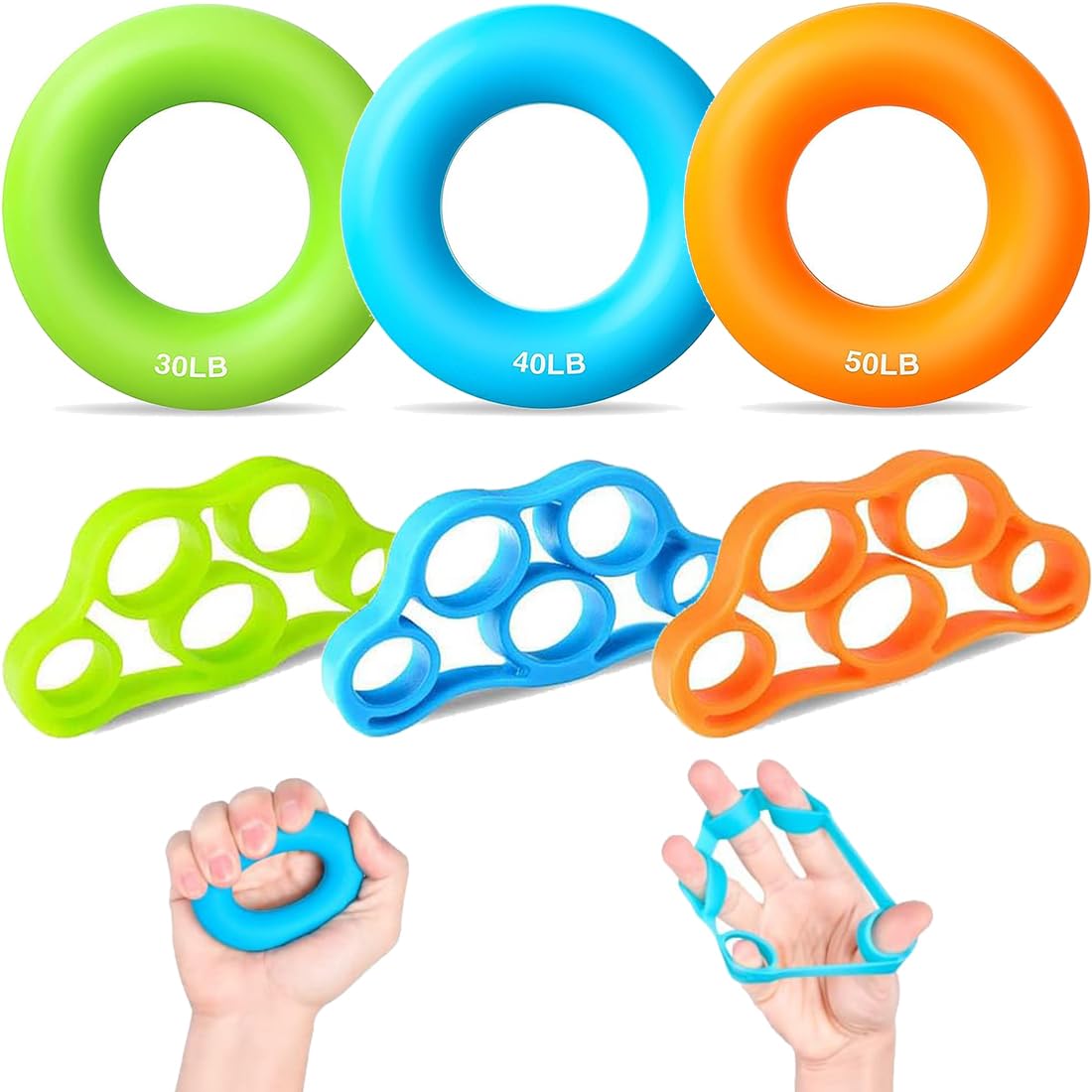 6 Pc Grip Strengthener Set - Hand, Finger & Forearm Trainer for Stress Relief & Rehab-image-11a8f4da-4238-4fd4-bd02-c867b1f05165-66647