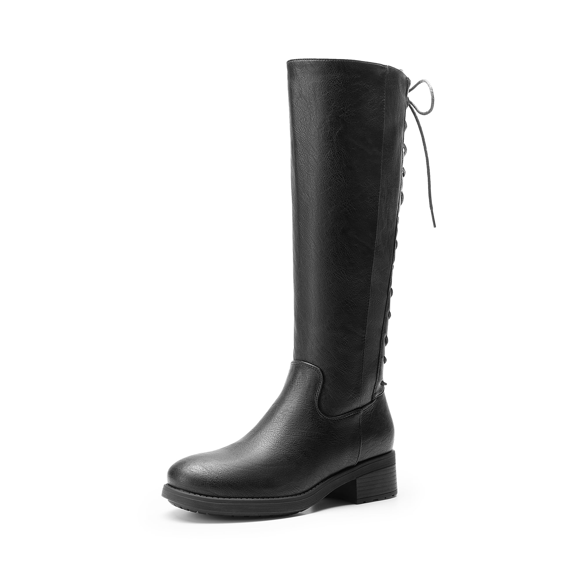 Women's Knee-High Boots Block Heel - Black Pu UK 8-image-8bc4a5a0-fd49-4552-91bb-f83791ceca2a-97348