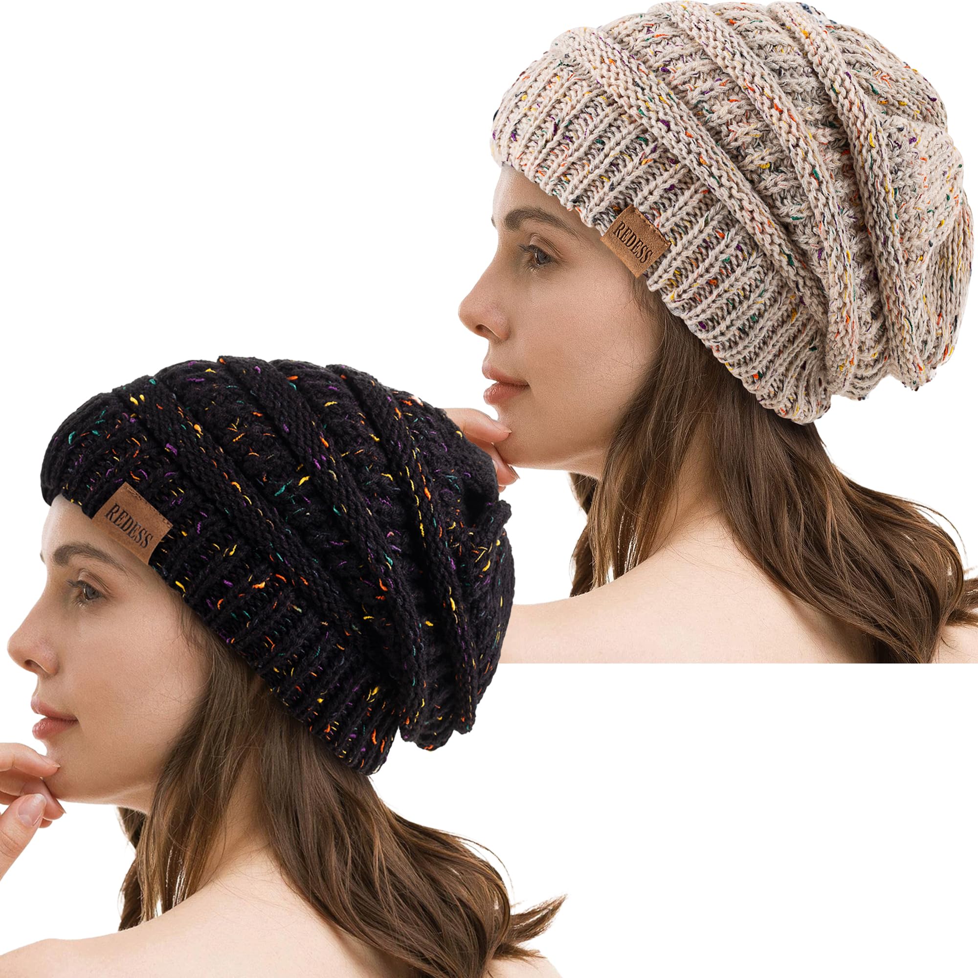 Women's Knit Beanie Hat - Confetti Oat+Confetti Black One Size-image-a229cecb-6e44-4cb1-a5ff-d70293da52c5-109882