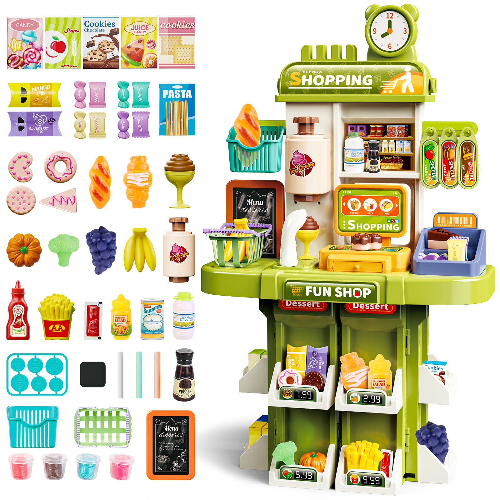 Supermarket Playset 48 PCS - Green-image-870fc14c-e9a4-4ca7-8fb8-79040b45772c-82493