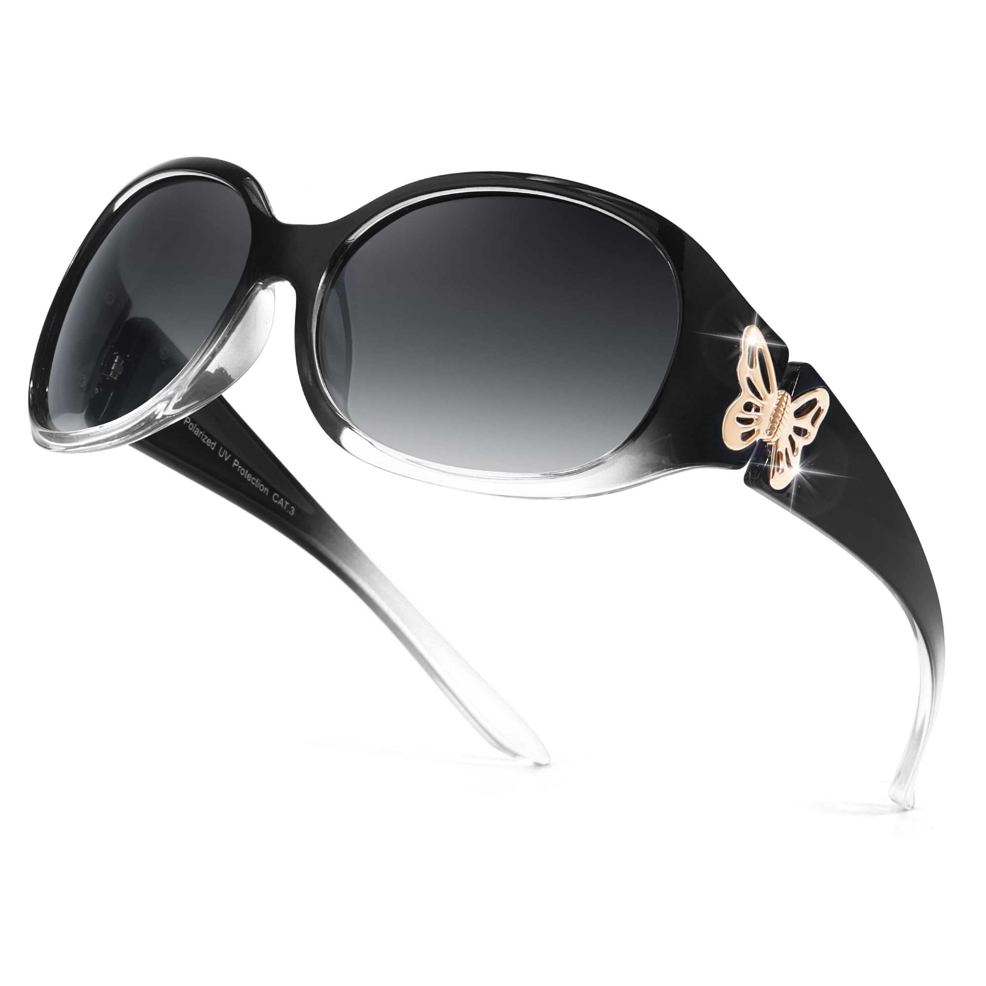 Women's Polarised Sunglasses - Gradient Black/Grey L