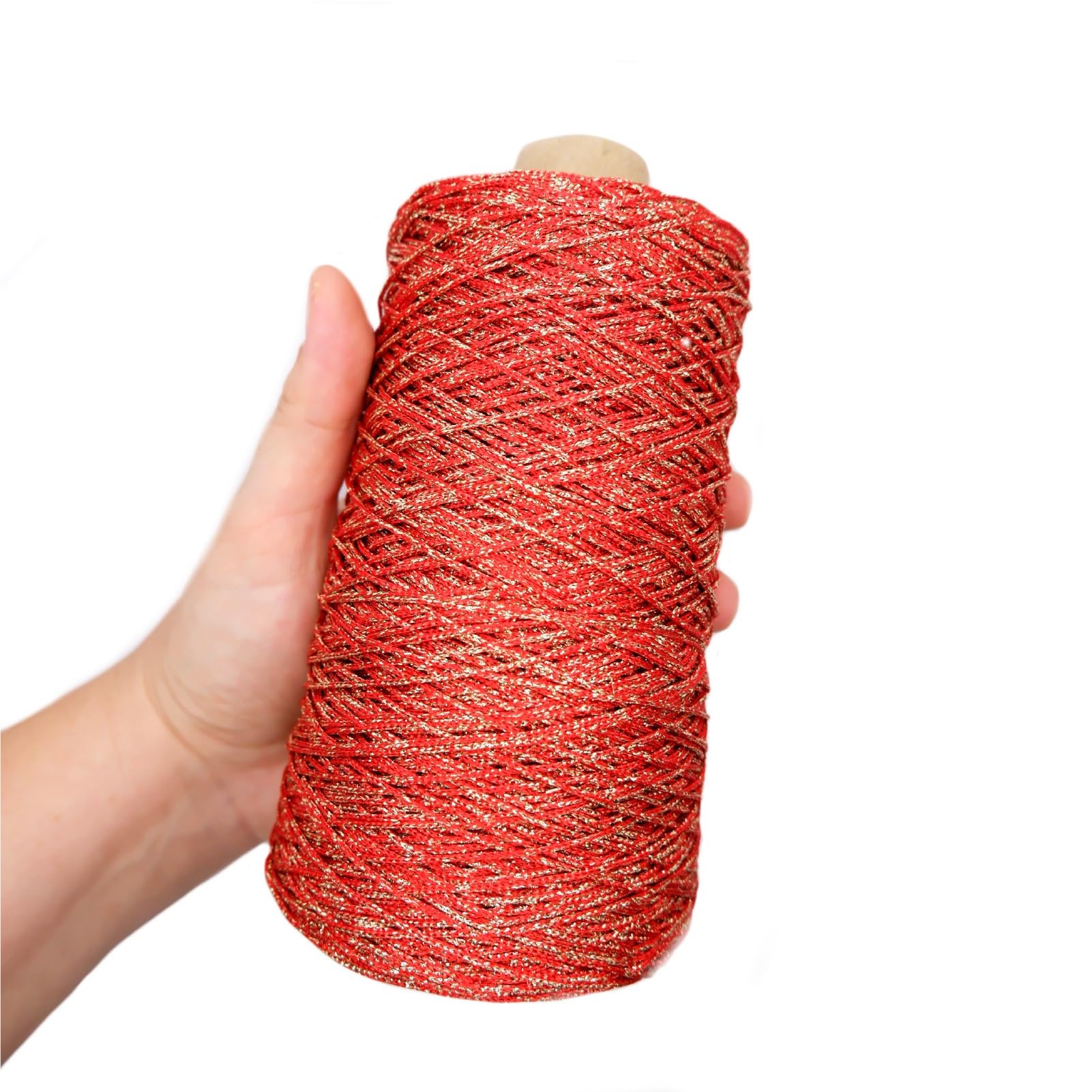 Lamé Cuquillo Yarn for Knitting & Crochet - Red and Gold-image-dbf85a13-27bf-4227-ac06-ee1dffb59a13-110870