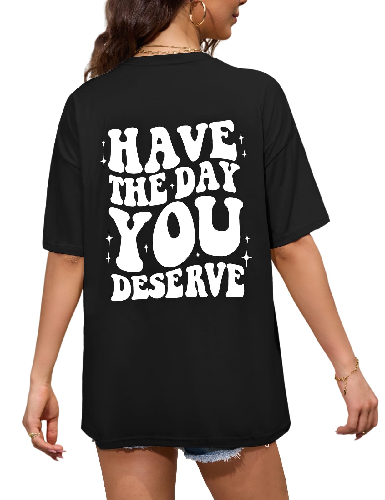TOMEEK Women's Black XXL Oversized Cotton T-Shirt - Half Sleeve Summer Tunic Top-image-2fbe898d-d851-48d3-b9fb-087797346c9d-54610