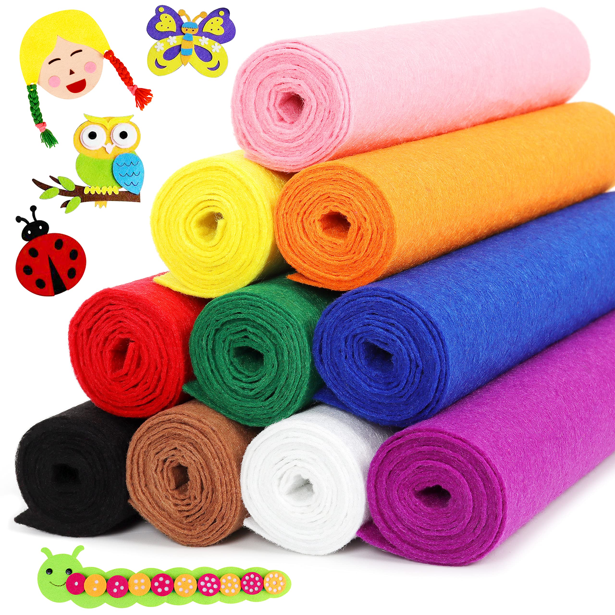 LOTOFUN 10-Piece Stiff Felt Fabric Sheets: 20x90cm Assorted Colours, 1mm Thick for DIY Crafts-image-b4cb557c-5bab-447d-a7f6-0508006781f7-56608