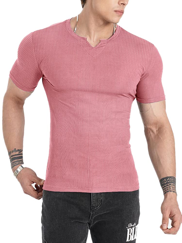 Men's Henley Slim Fit T-Shirt - Pink L-image-35fc55db-d86b-4934-a4c5-03c2c1762c72-111230