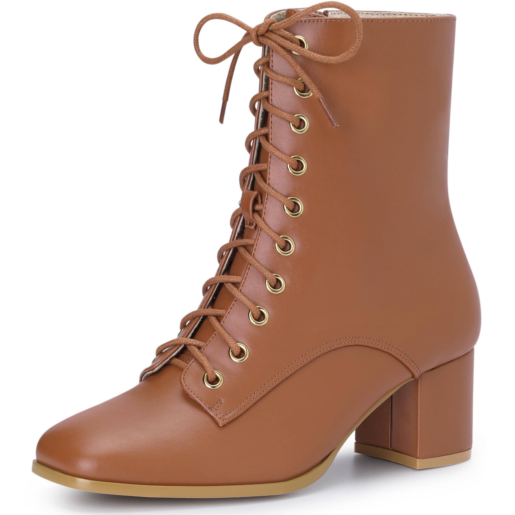 Women's Chunky Heel Combat Boots - Brown 7.5 UK-image-21858944-fc21-41d6-9408-2249f36a3093-103698