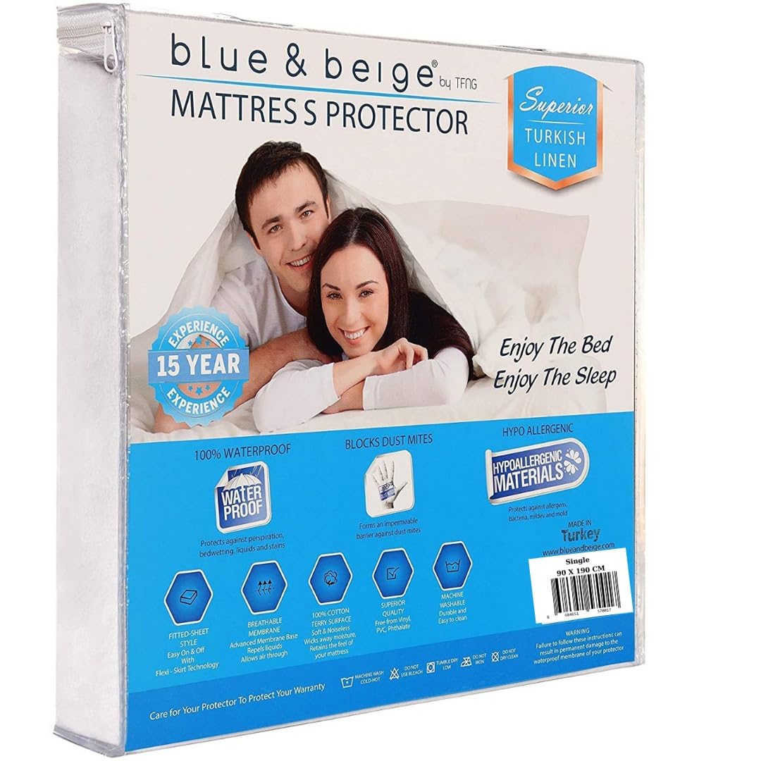Waterproof Mattress Protector - White Small Double EU (120x200cm)