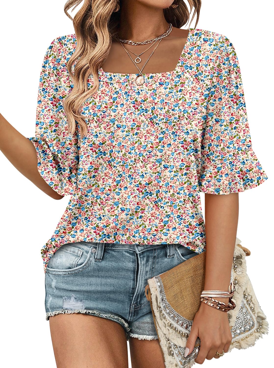 Women's Tunic Top Square Neck - Apricot Pink UK 18-image-e86fc4d5-0e8a-4ade-bdbc-bf91f707124b-100599