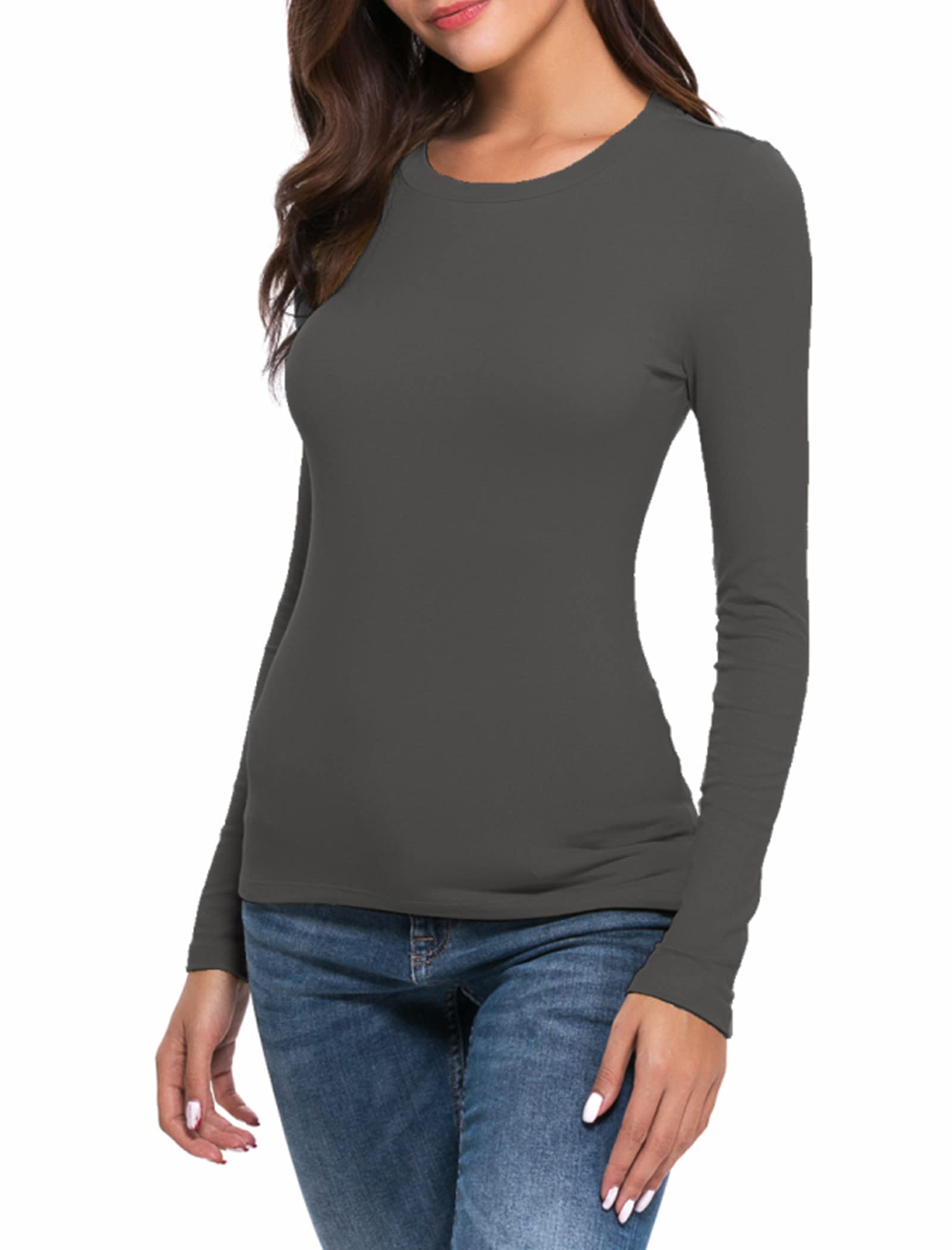 Women's Slim Fit Crew Neck T-Shirt - Dark Grey S-image-5dbaa009-c6f5-4d49-808e-9d425156e0a4-111260