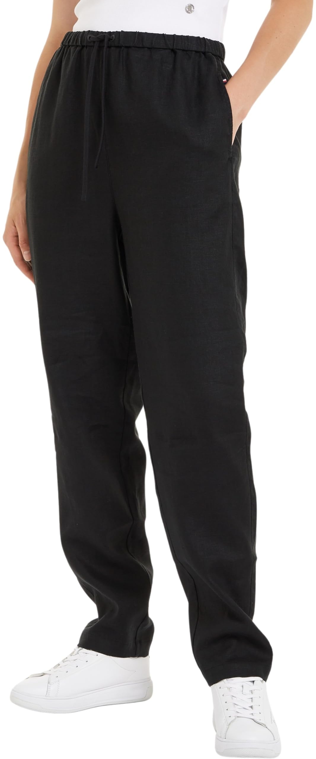 Women's Linen Taper Pull-On Trousers - Black 42-image-a801d447-47d3-461c-833e-fb82cab0d88e-117732