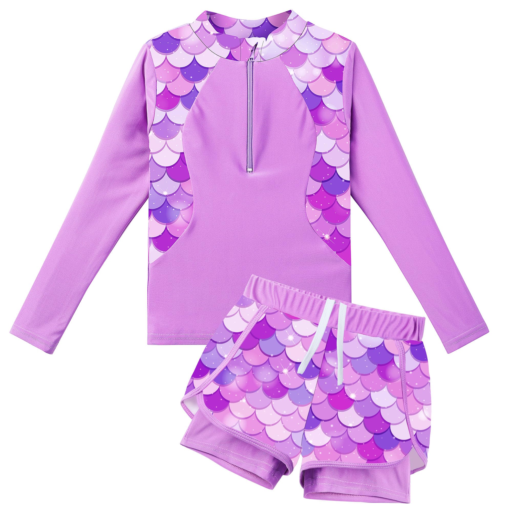 Girls 2PCS Swimsuit UPF 50+ - Purplescale 5-6Y-image-a908e437-2744-4107-8b5f-8caac05c1119-114751