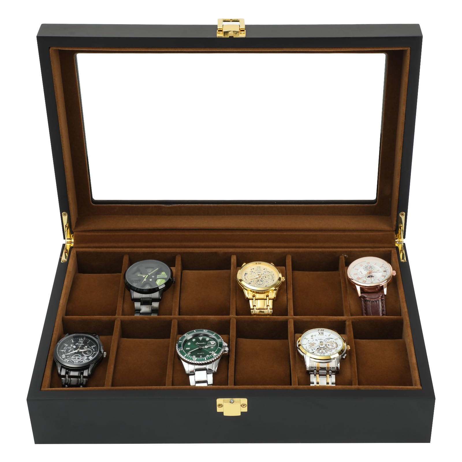 Wooden Watch Box 12 Slot Display - Black 12 Slots-image-0a8b8ba4-ef79-4b55-8d81-ad470c92a77a-120381