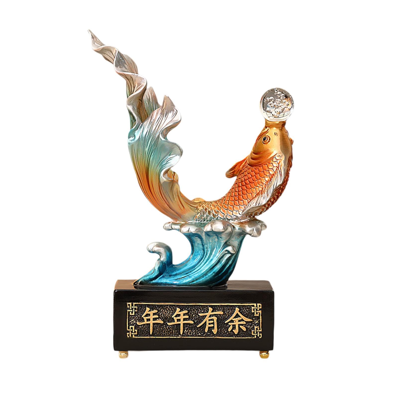 Feng Shui Carp Ornament Resin Décor - Blue and Gold 23.5cm-image-6179dc7d-e8b1-4979-9c5d-1cf427e0abec-125439