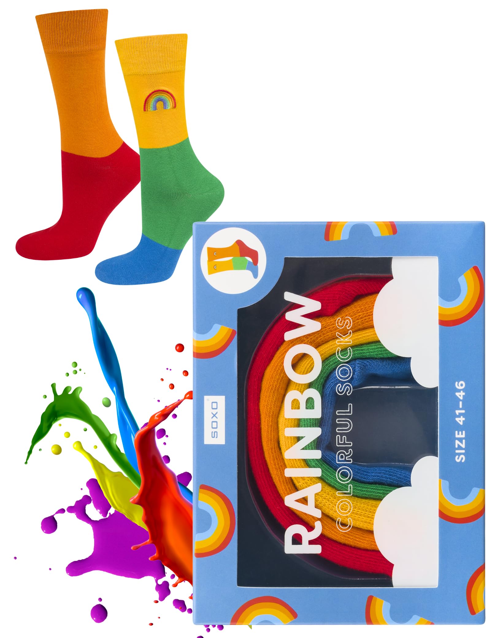 Colourful Cotton Pride Socks for Men & Women - Fun Gift Idea, Breathable & Comfortable Fit, Size 7-11.5-image-f4ba5324-36ae-4858-bfbd-beb06d4ed419-65675
