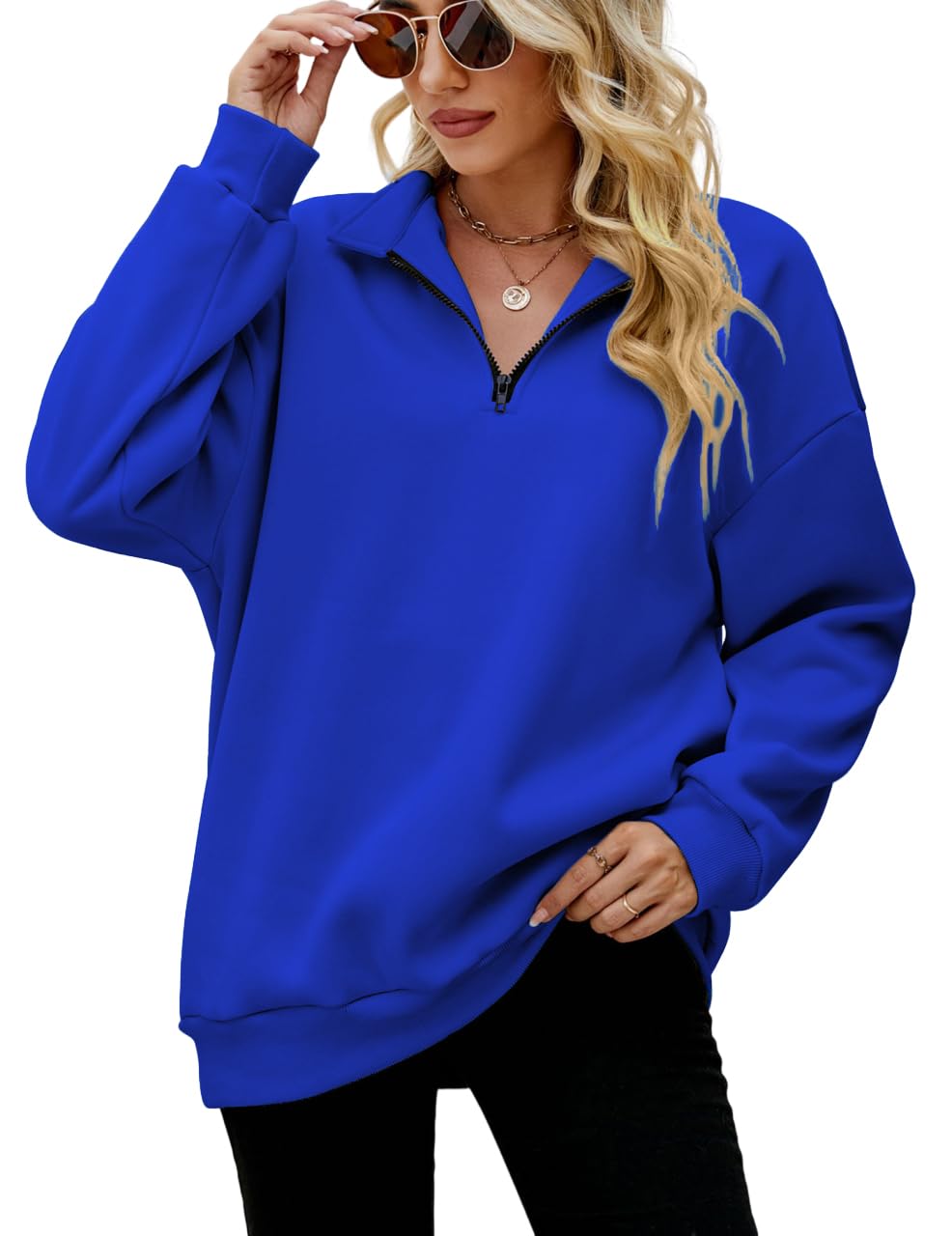 Women's Oversized Quarter Zip Sweatshirt - Blue XL-image-fab0dde1-fa13-4ffb-a278-456c090a90f2-116035