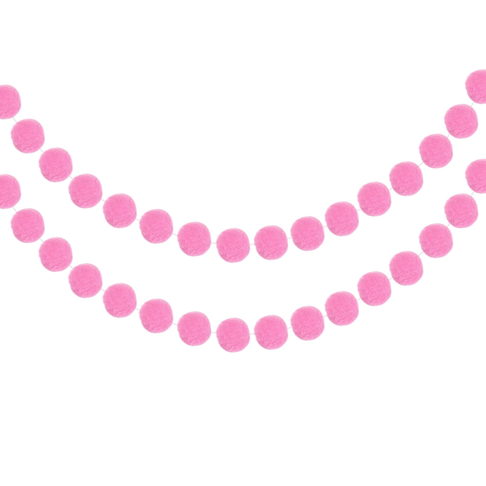 Pink Cotton Pom Pom Garland 2.5m, 24 Balls - Party Décor for Birthdays & More-image-e639d557-a059-479f-8bbd-2f135b915bc9-60894