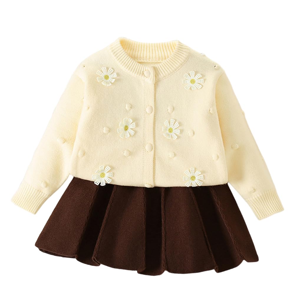 Girls Knitted Cardigan & Skirt Set - Apricot 120cm-image-1f007ffd-a8e3-4d7d-8a52-d0c8f82e3b31-119644