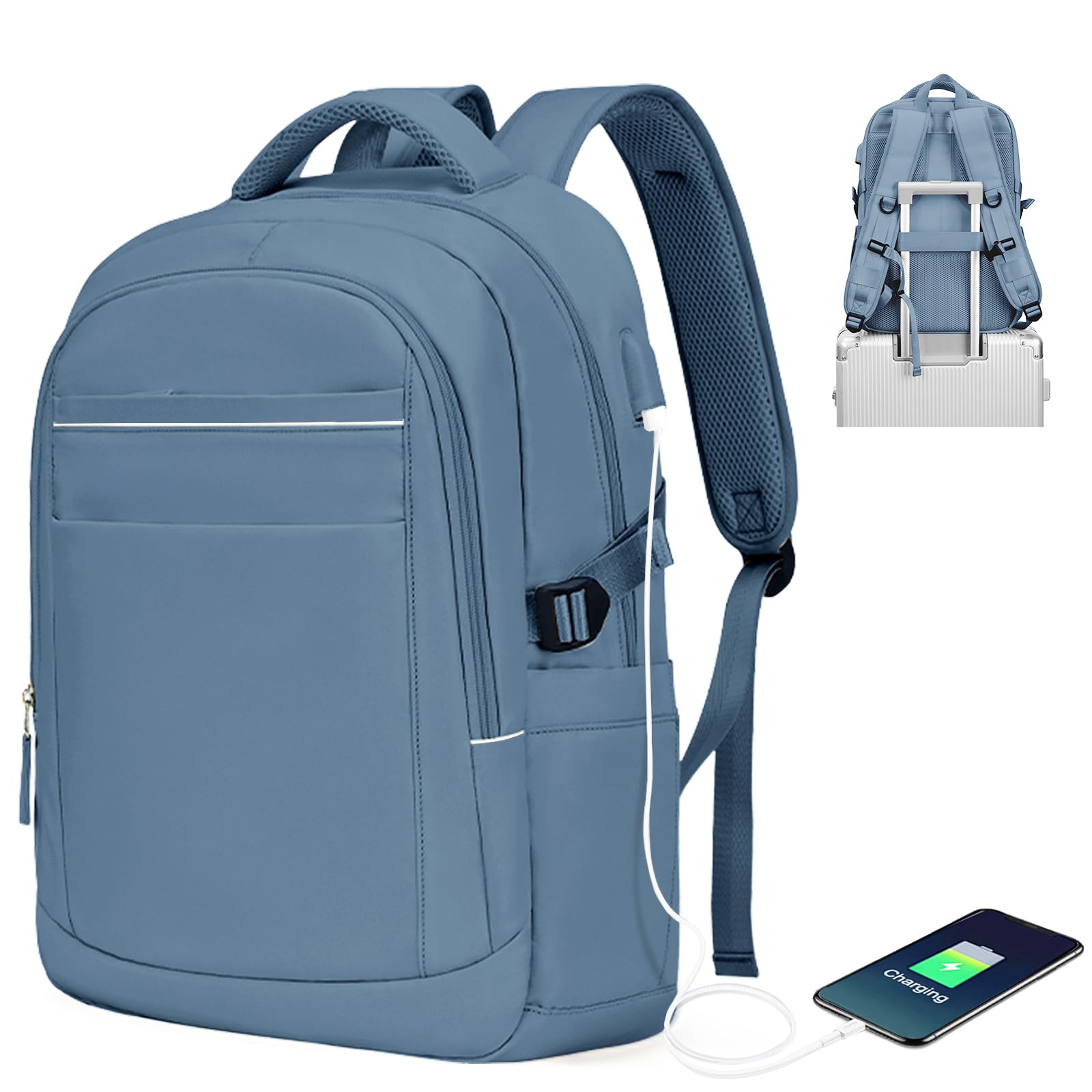 Laptop Backpack USB Port - Sapphire Blue A4-image-747d7d13-8a9c-45db-abd5-ea287f0d83c3-113615