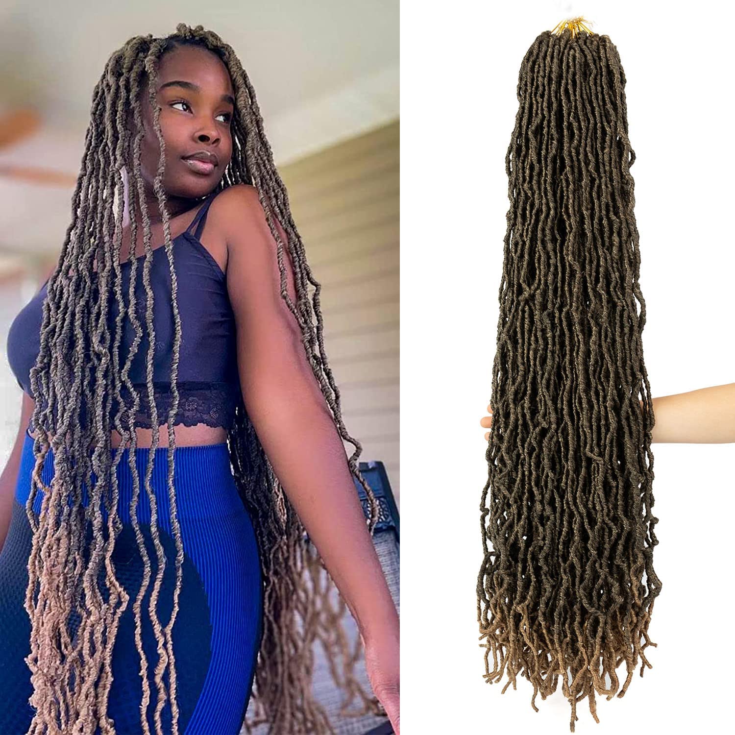 3 Packs Faux Locs Crochet Hair 36 Inch, Wavy Crochet Braids, Short Dreadlocks, 20 Roots/Pack #T1B/27-image-b059ed3d-2246-4acd-b904-eea207b95185-66229