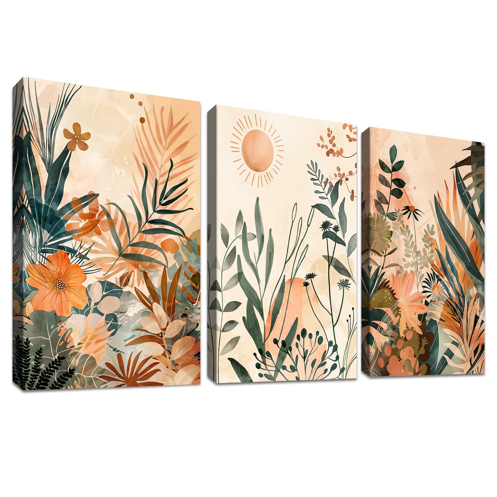 3Pcs Canvas Wall Art - Orange Floral 40x60cm-image-85a53809-66ff-4b59-b305-b1b0bd2f5516-92774
