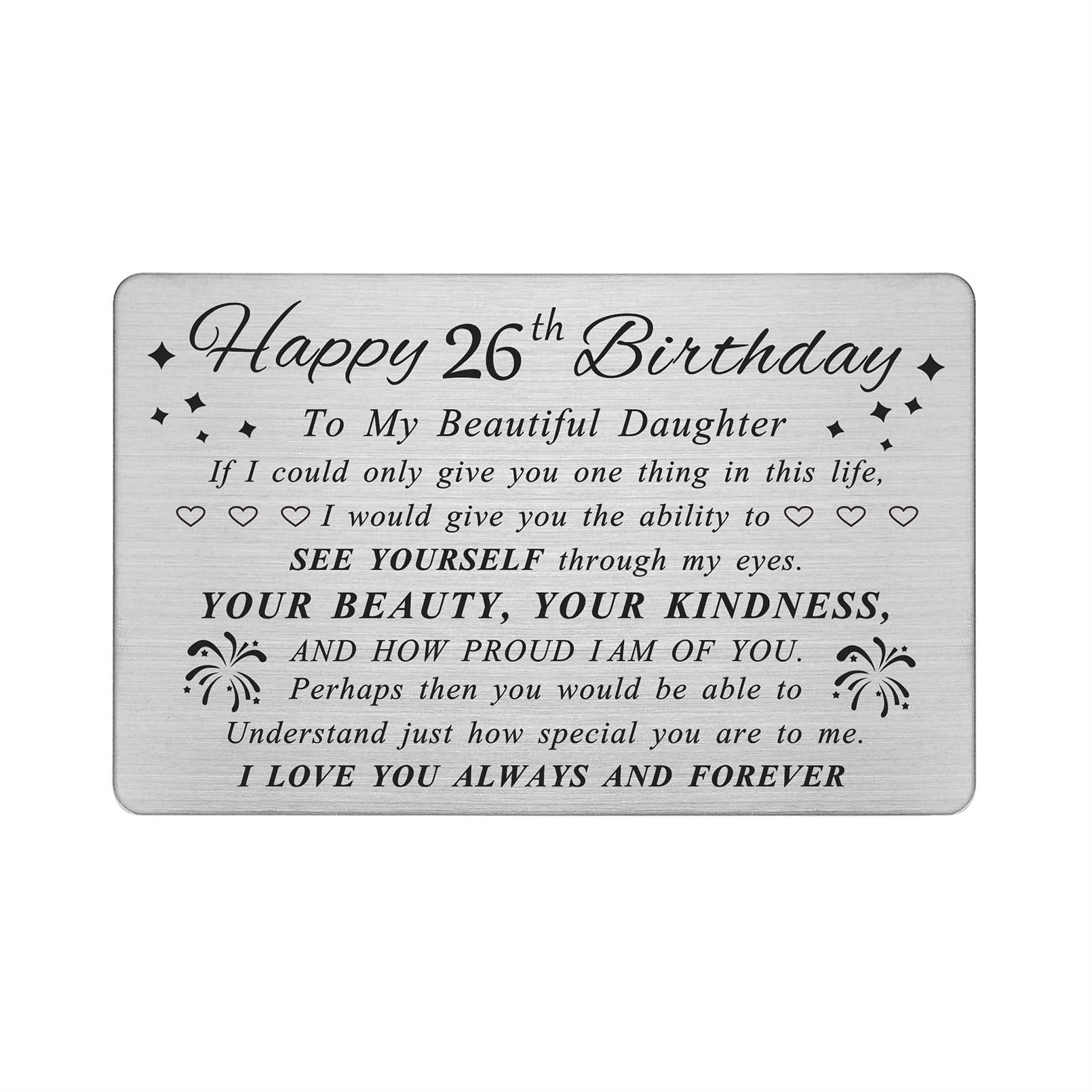 Personalised 26th Birthday Card for Daughter – Engraved Wallet Card – Heartfelt Gift Keepsake Personalised 26th Birthday Card for Daughter – Engraved Wallet Card – Heartfelt Gift Keepsake