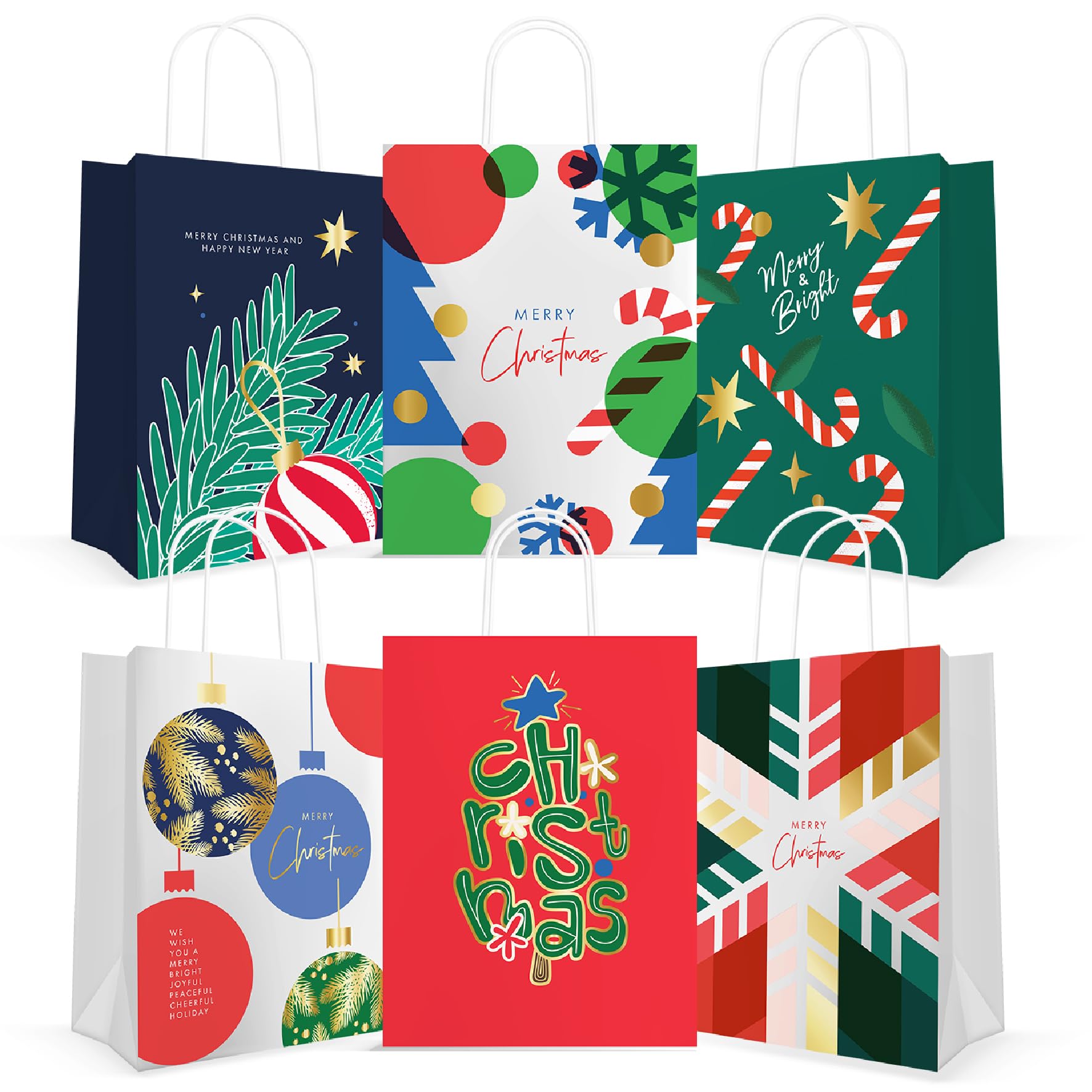 Christmas Kraft Gift Bags with Gold Foil - Green Pack of 24-image-b525a6d9-3d8d-4d7a-b4b9-5830274ed019-110275