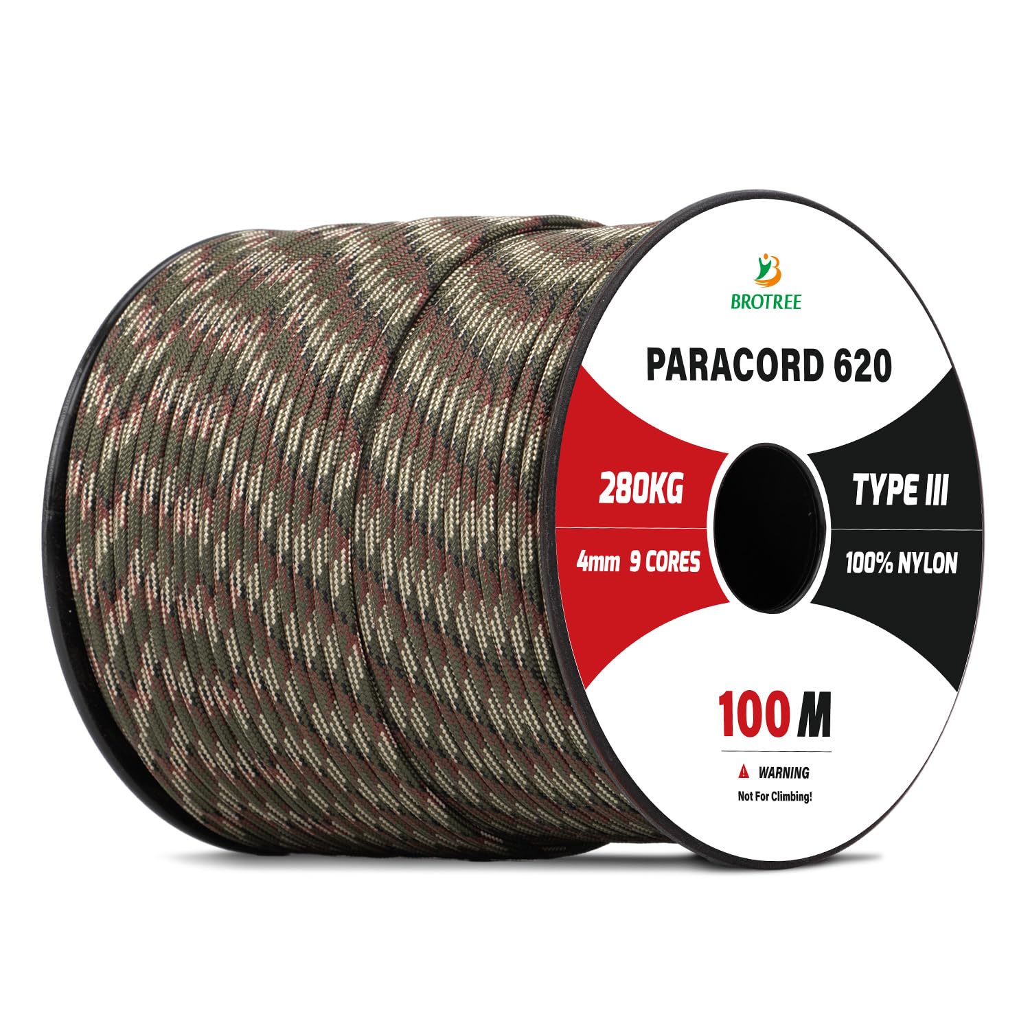 Paracord PUWOWYE 4mm - Lot De 4 Pièces De 10 M (Total 40 M) En Nylon 100%, Type III 7 Âmes, Résistance 250 Kg, Pour Camping, Survie Et Bricolage